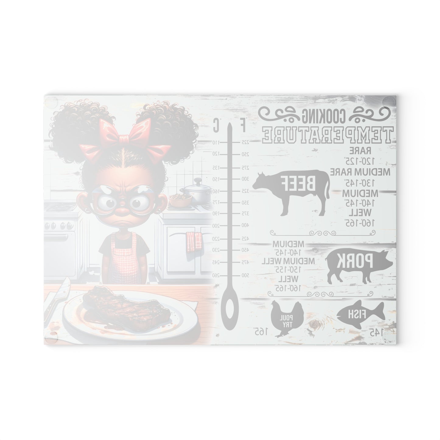 🍴 Funny Cooking Temperature Chart Cutting Board – Sassy Kitchen Decor with a Side of Humor