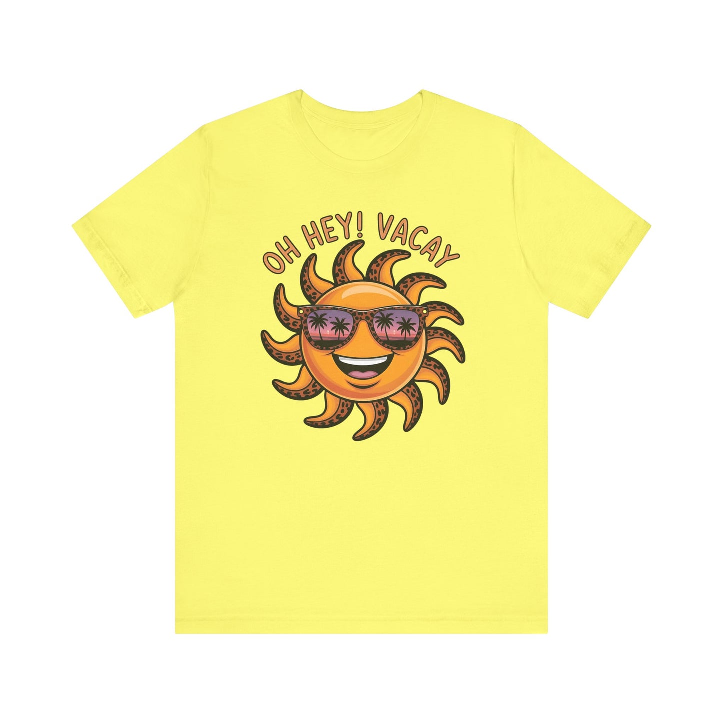 ☀️ ¡Hola! Camiseta de vacaciones – Sol sonriente con gafas de sol | Camiseta gráfica de verano para mujer