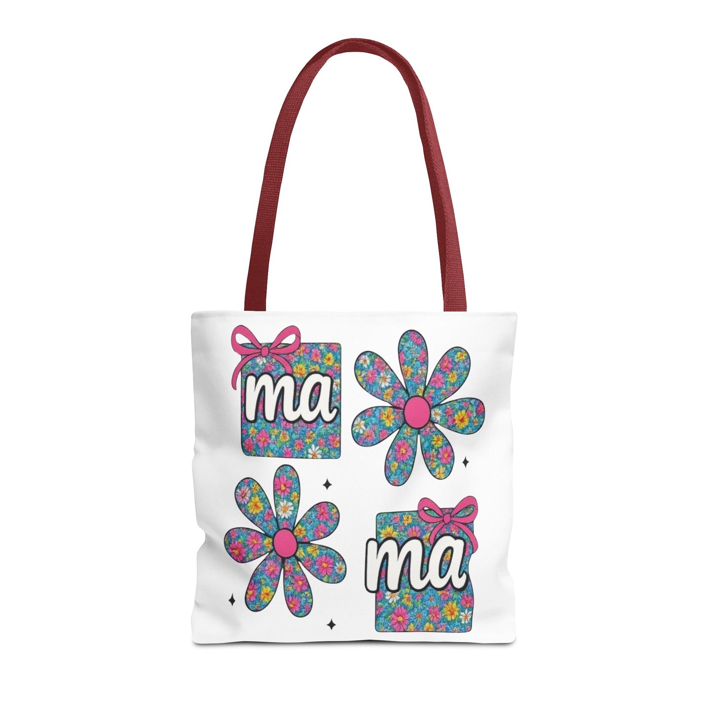 Bolso Tote Floral "ma": Un Accesorio Divertido y Brillante para Mamá