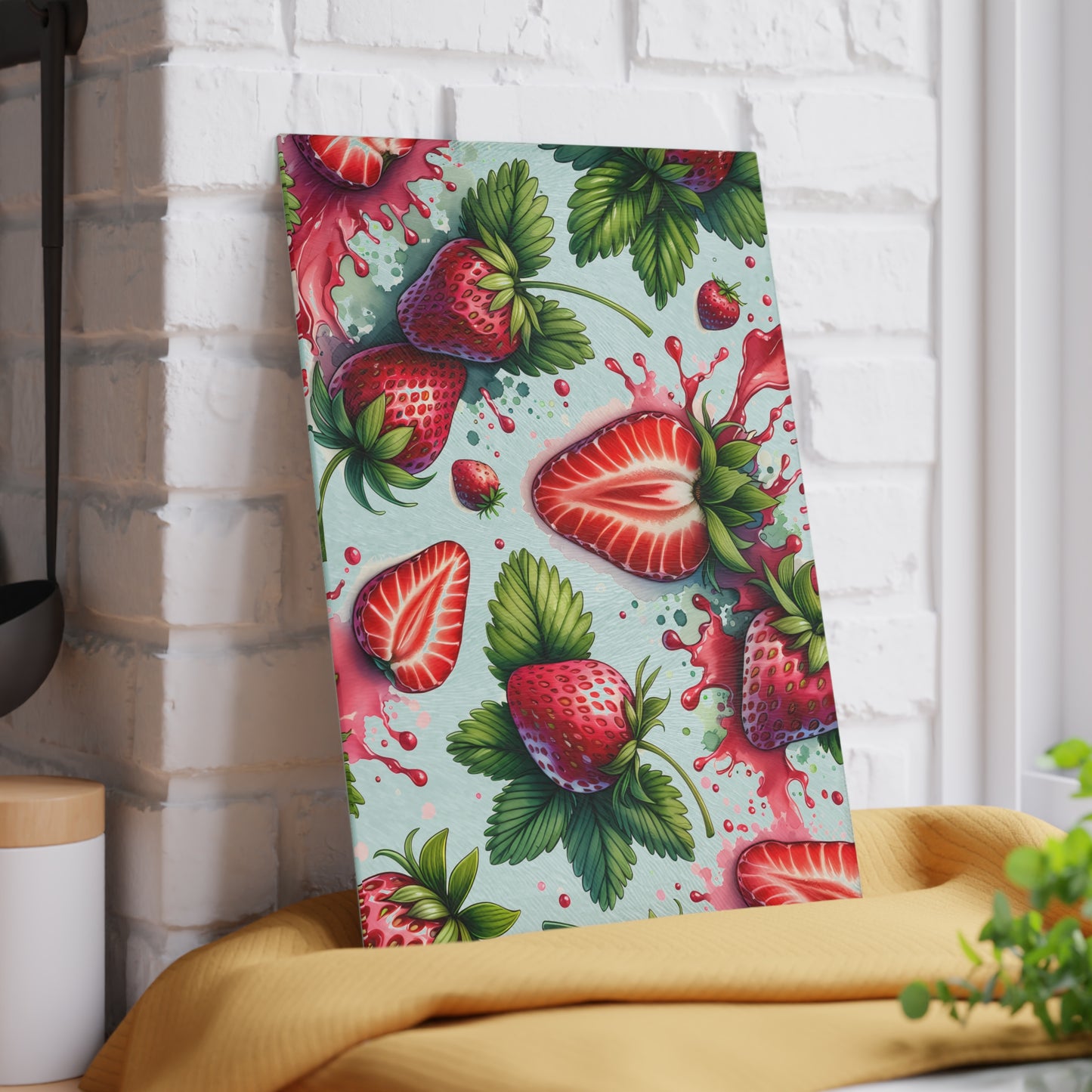 Tabla de cortar Strawberry Splash: estilo de cocina atrevido y jugoso