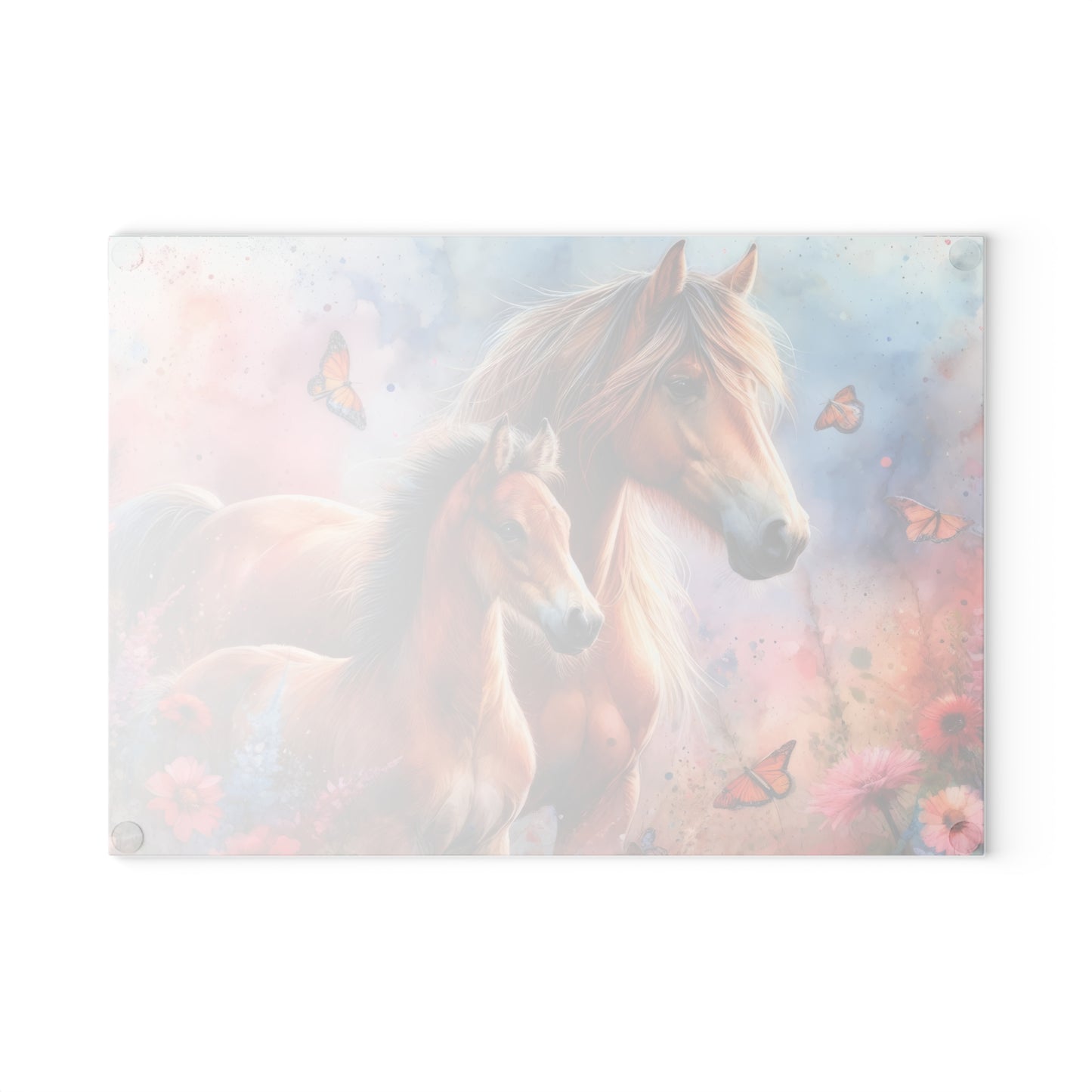 🐴🌸 Mother & Foal Floral Cutting Board – Wild Beauty Meets Heartfelt Country Charm