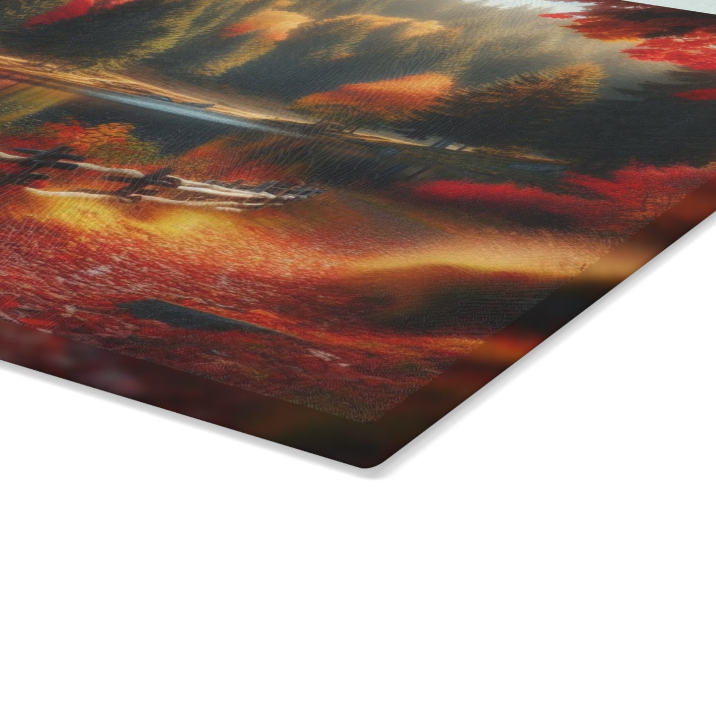 🍁 Autumn Lake Cutting Board – Peaceful Path & Golden Leaves for Your Kitchen