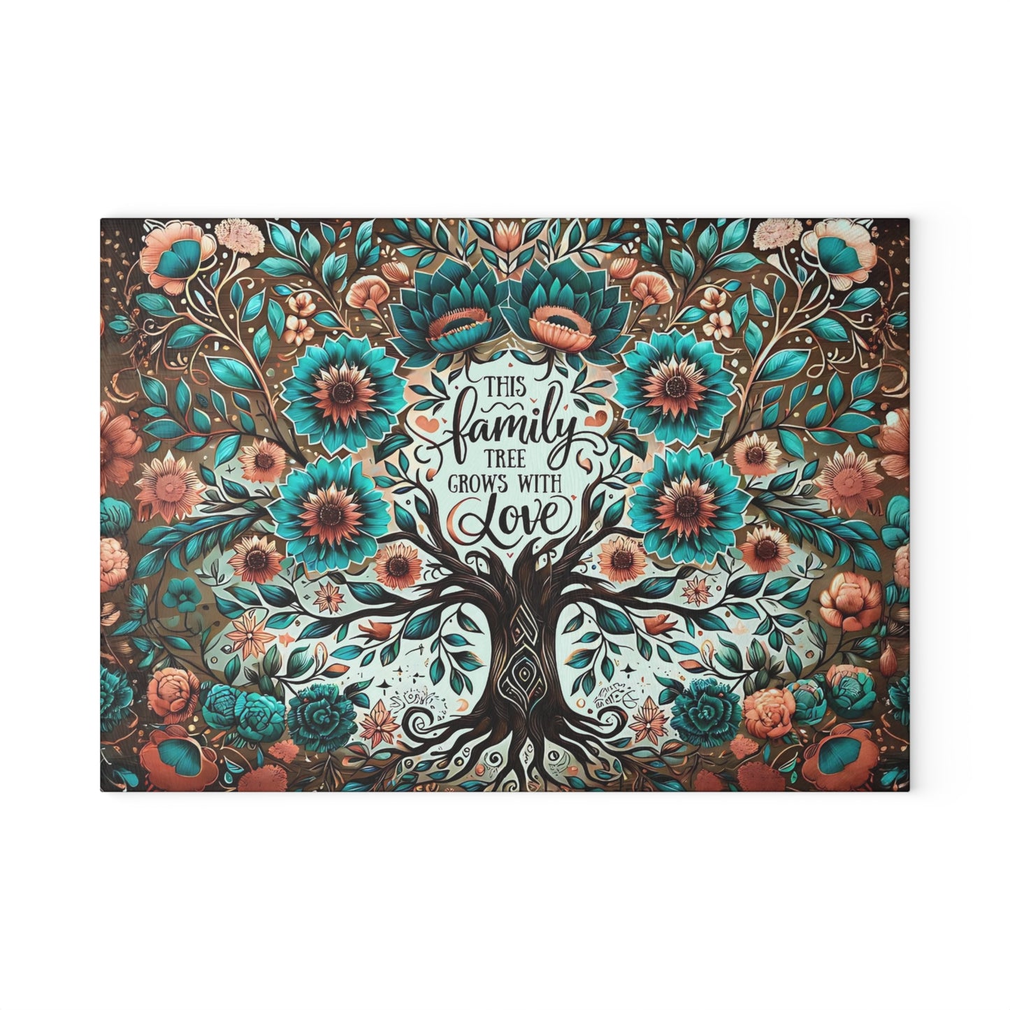 🌳💙 “This Family Tree Grows With Love” Floral Cutting Board – Farmhouse Rustic Kitchen Décor 🌸✨