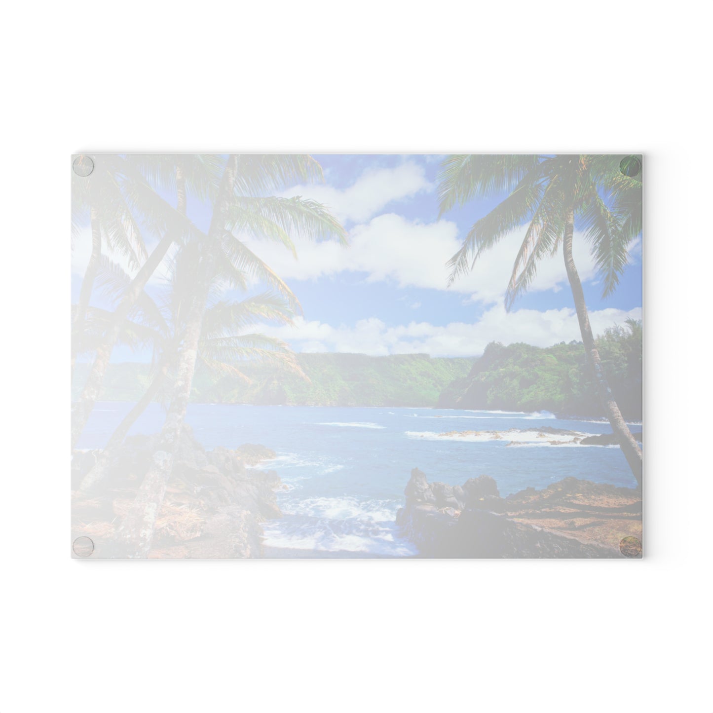 Beach & Palm Trees Glass Cutting Board – Coastal Kitchen Decor