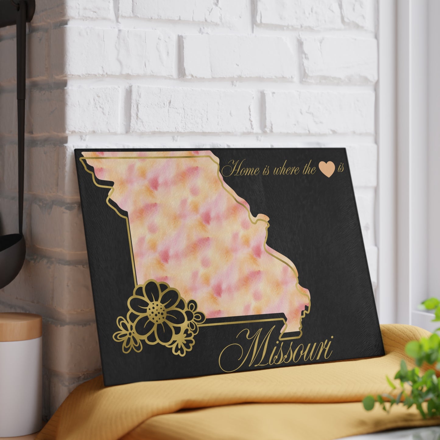 🩷 Missouri State Floral Cutting Board – Home is Where the Heart Is 🌸