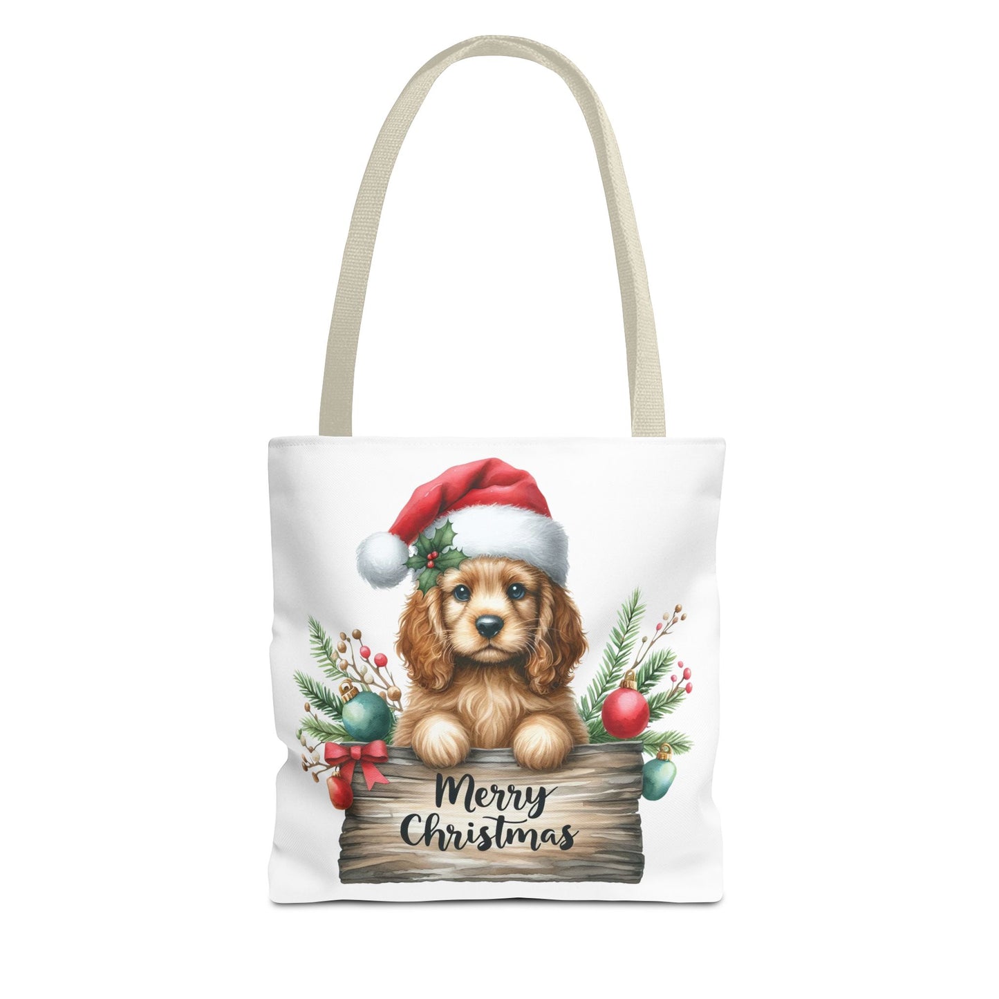 🐶 Cocker Spaniel “Merry Christmas” Tote Bag – Cozy Holiday Charm in Every Stitch 🎄