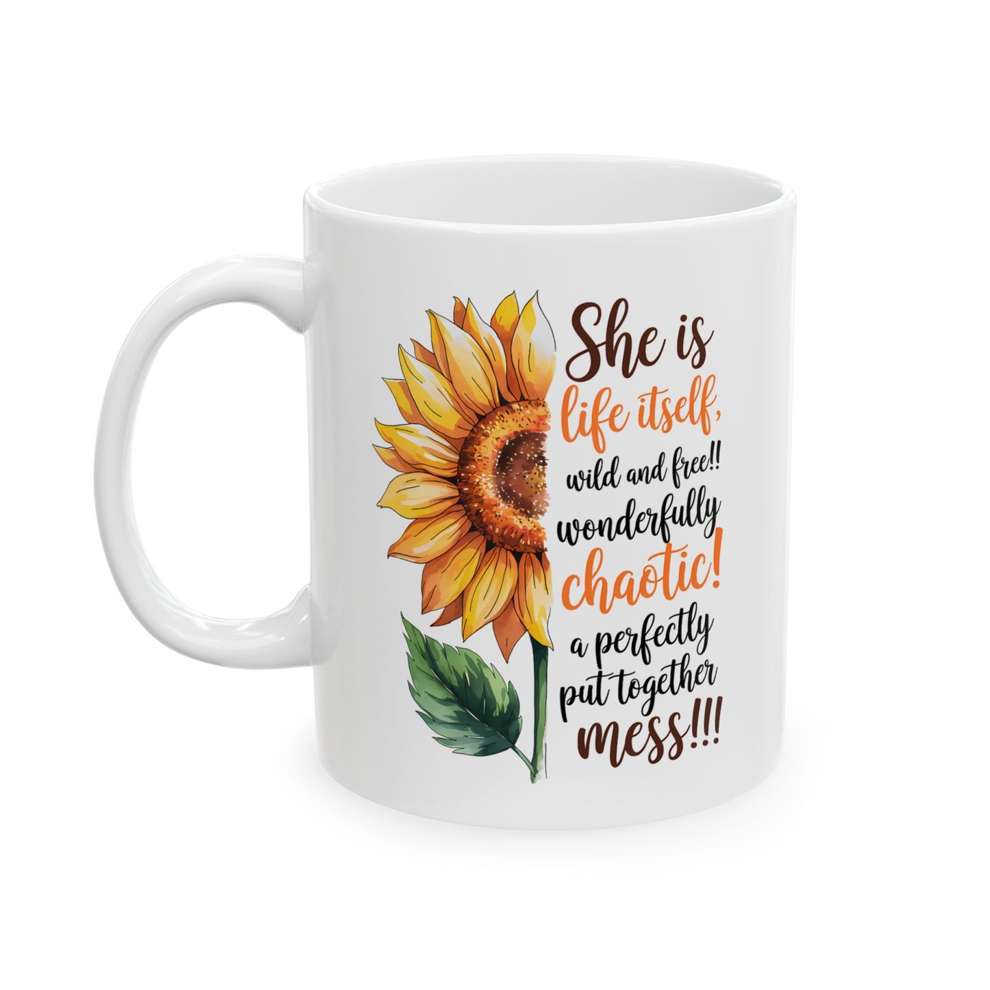 Taza Girasol “Ella es la Vida Misma, Salvaje y Libre” 🌼