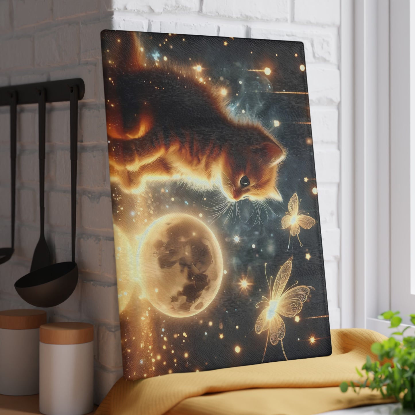 Tabla de cortar de gato atigrado, tabla de cortar de vidrio templado, tabla de charcutería, tabla de cortar, regalo de inauguración de la casa, tabla de cortar personalizada