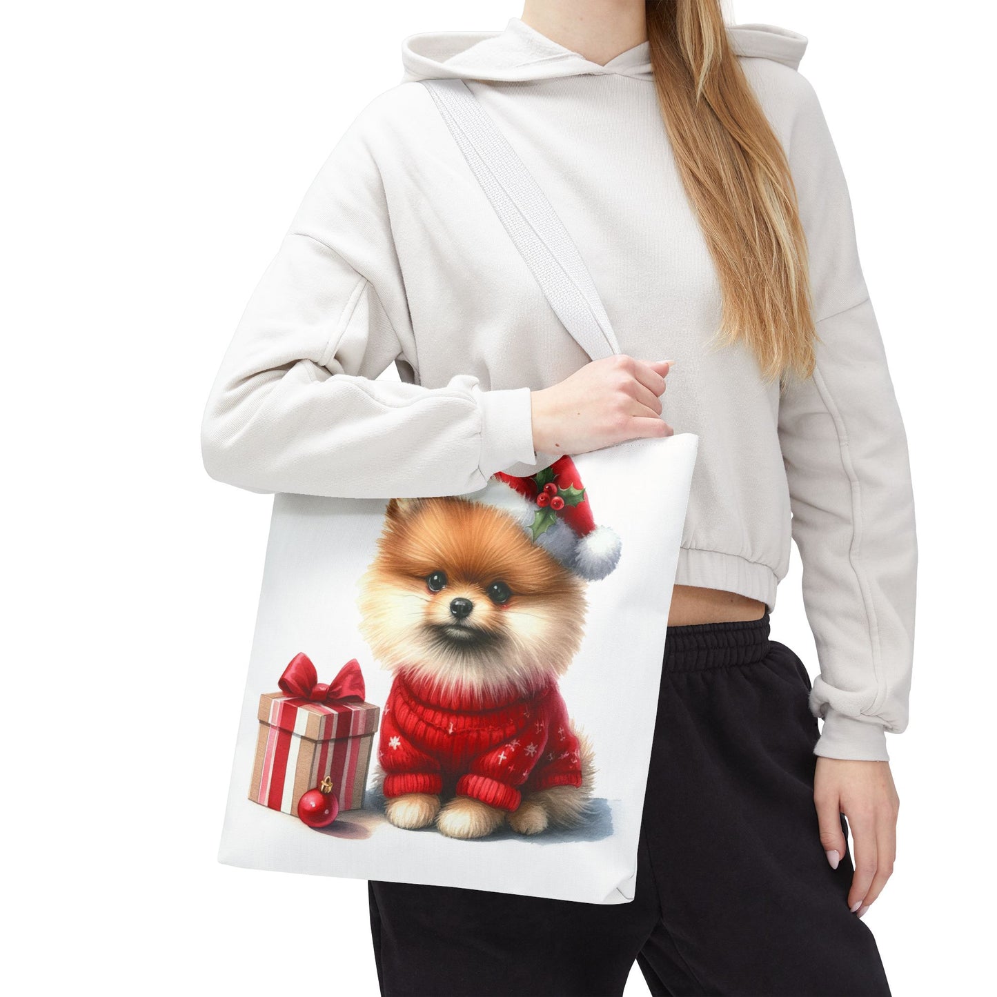 🎄 Pomeranian Christmas Tote Bag – Cozy Fluff & Festive Cheer 🎁🐾