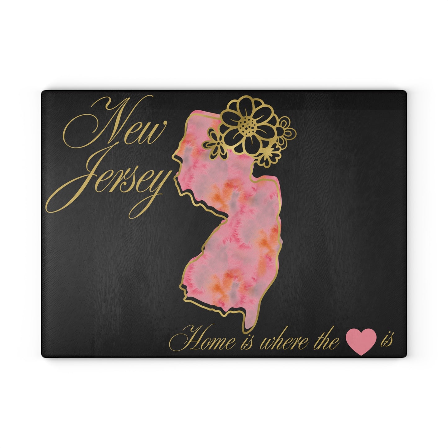 🌸 New Jersey State Cutting Board – Watercolor Warmth Meets Elegant Home Charm
