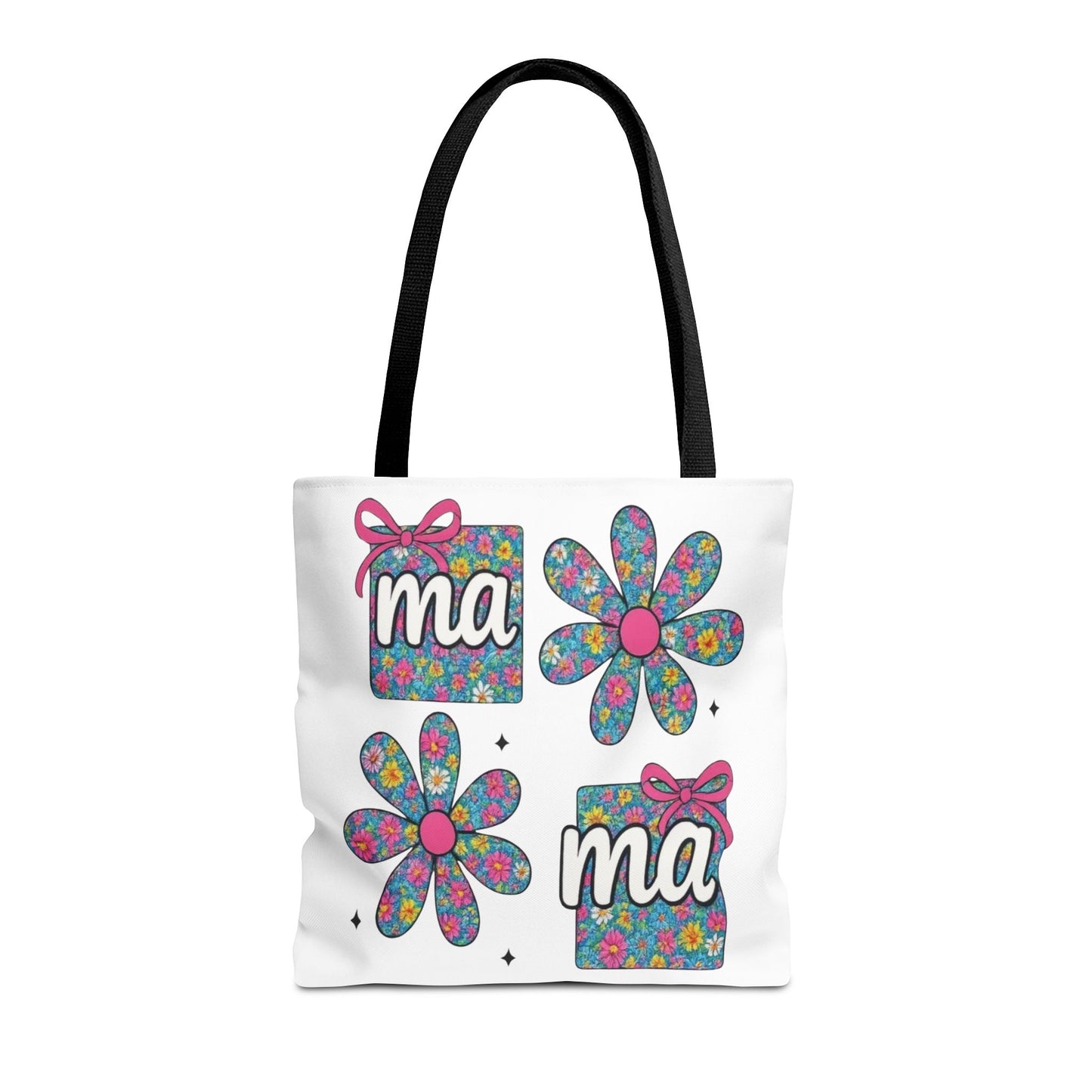 Bolso Tote Floral "ma": Un Accesorio Divertido y Brillante para Mamá