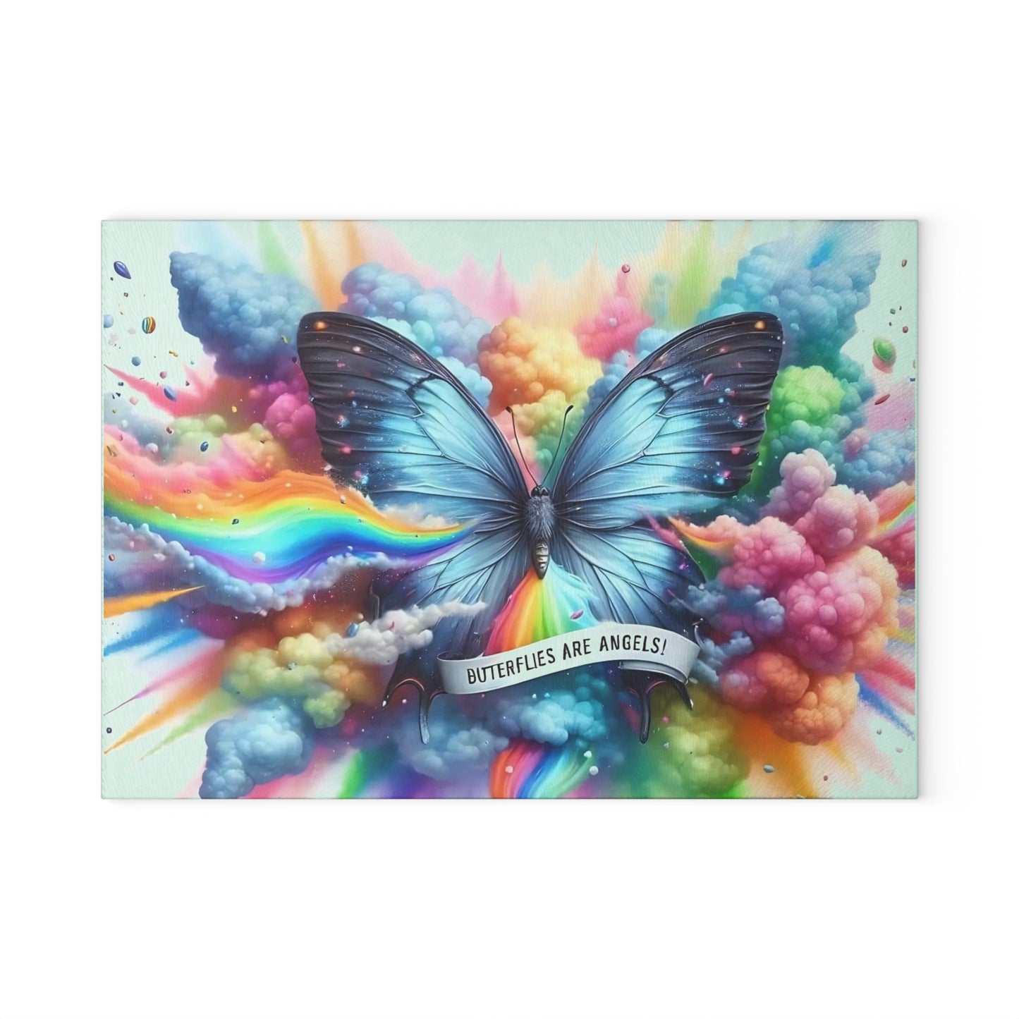 🦋🌈 Butterflies Are Angels Cutting Board – Vibrant Tribute with Heavenly Color Bursts