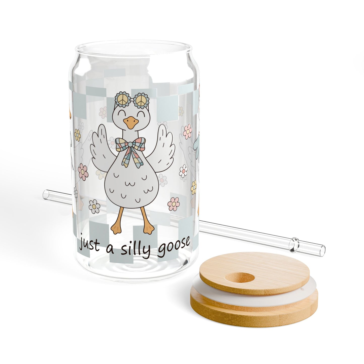 🪿🌼 Just a Silly Goose Sipper Glass – 16oz Whimsy & Fun for Every Sip 🎀💧