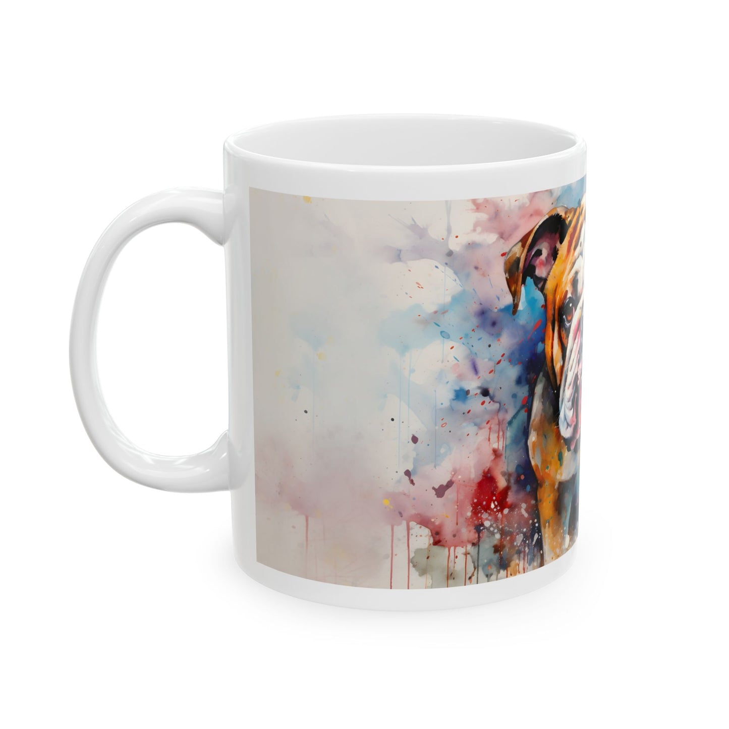 Taza de acuarela de bulldog: ¡una representación colorida y atrevida de tu peludo amigo!