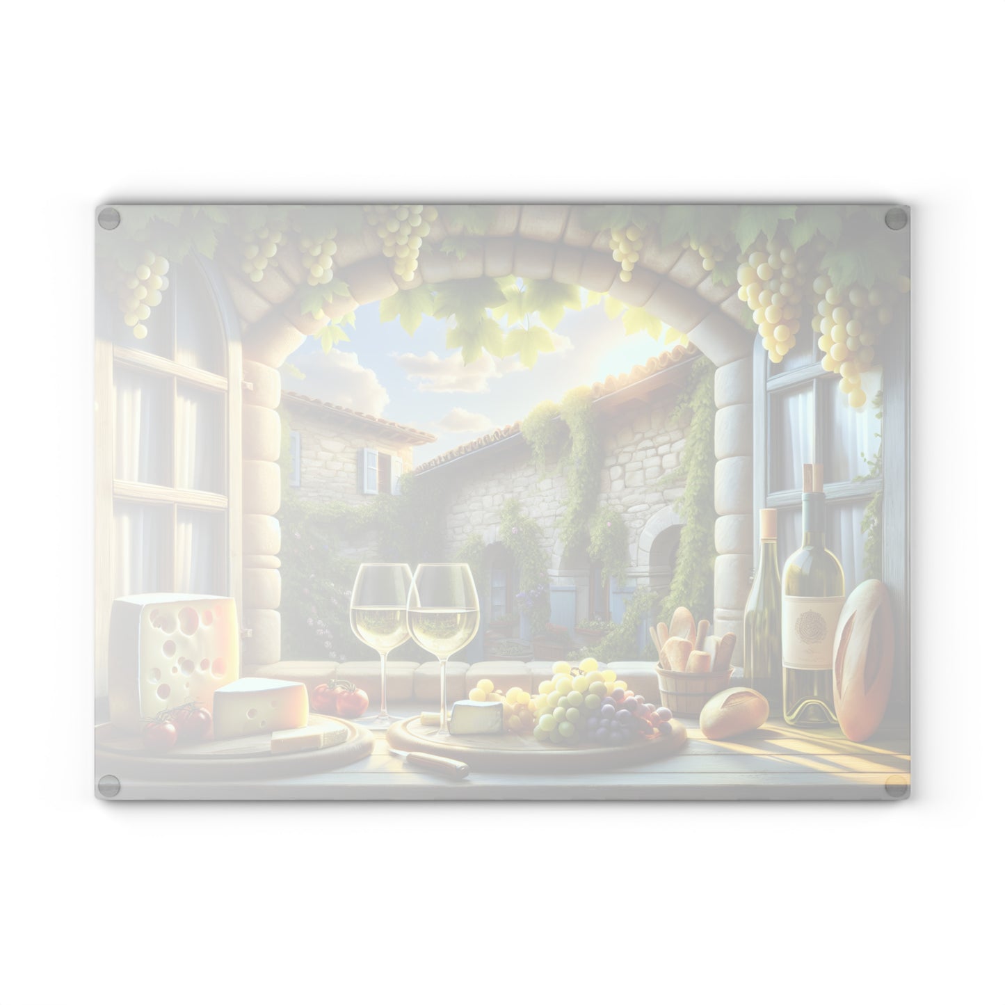 Tabla de cortar vino y queso Courtyard: Elegancia de viñedo europeo para tu cocina