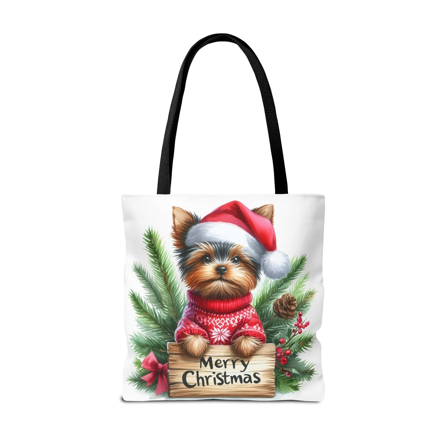 📦🐶 Yorkie Christmas Tote Bag – Tiny Terrier Holiday Charm in Every Carry 🎄