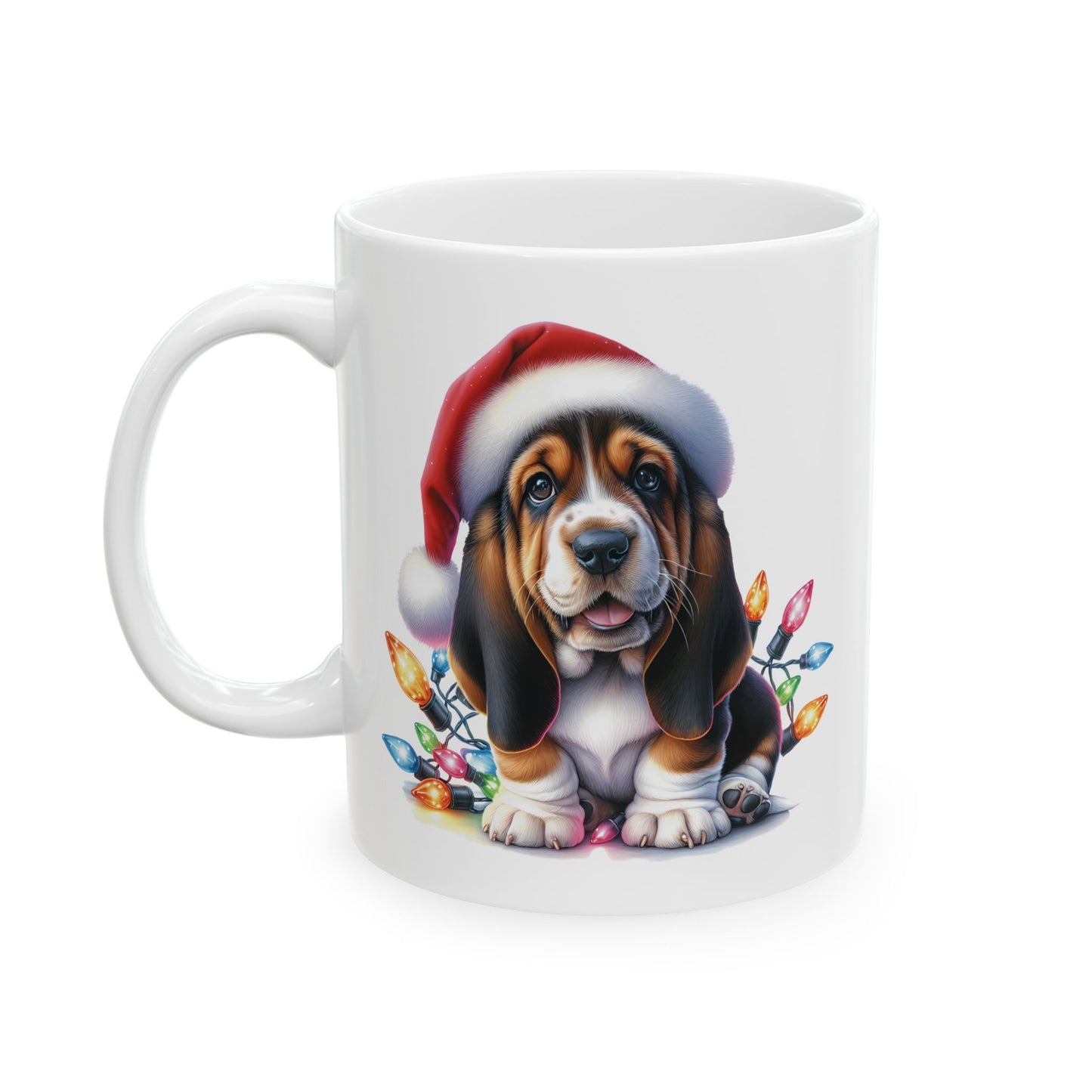 🎄 Basset Hound Christmas Mug – Festive Floppy Ears & Holiday Cheer 🐾