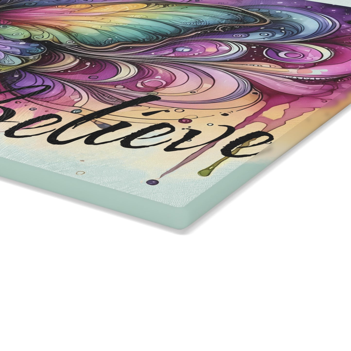 Tabla de cortar de vidrio templado "Believe" Butterfly
