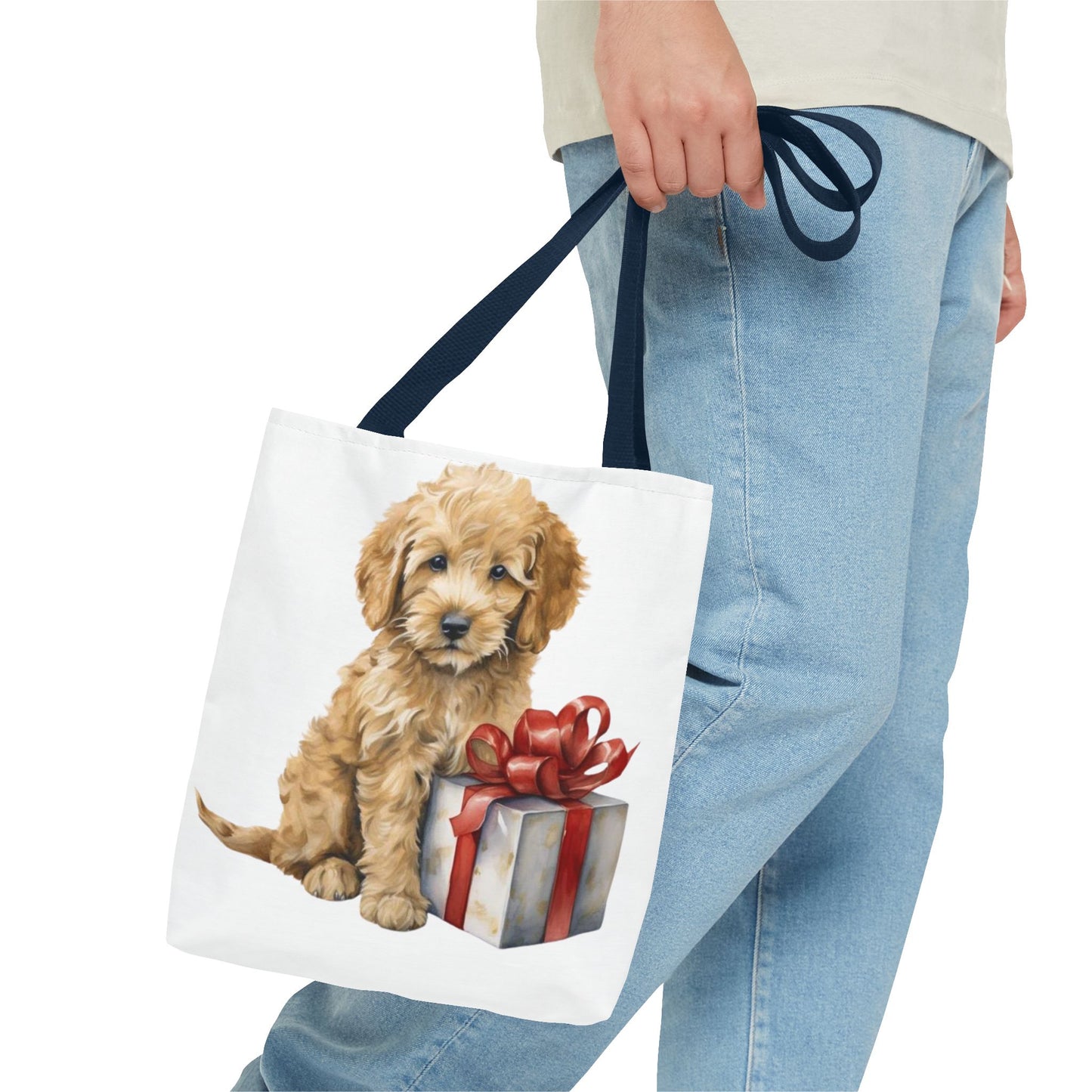 🎁 Goldendoodle Puppy Tote Bag – Sweet & Snuggly Holiday Charm for Dog Lovers 🐶