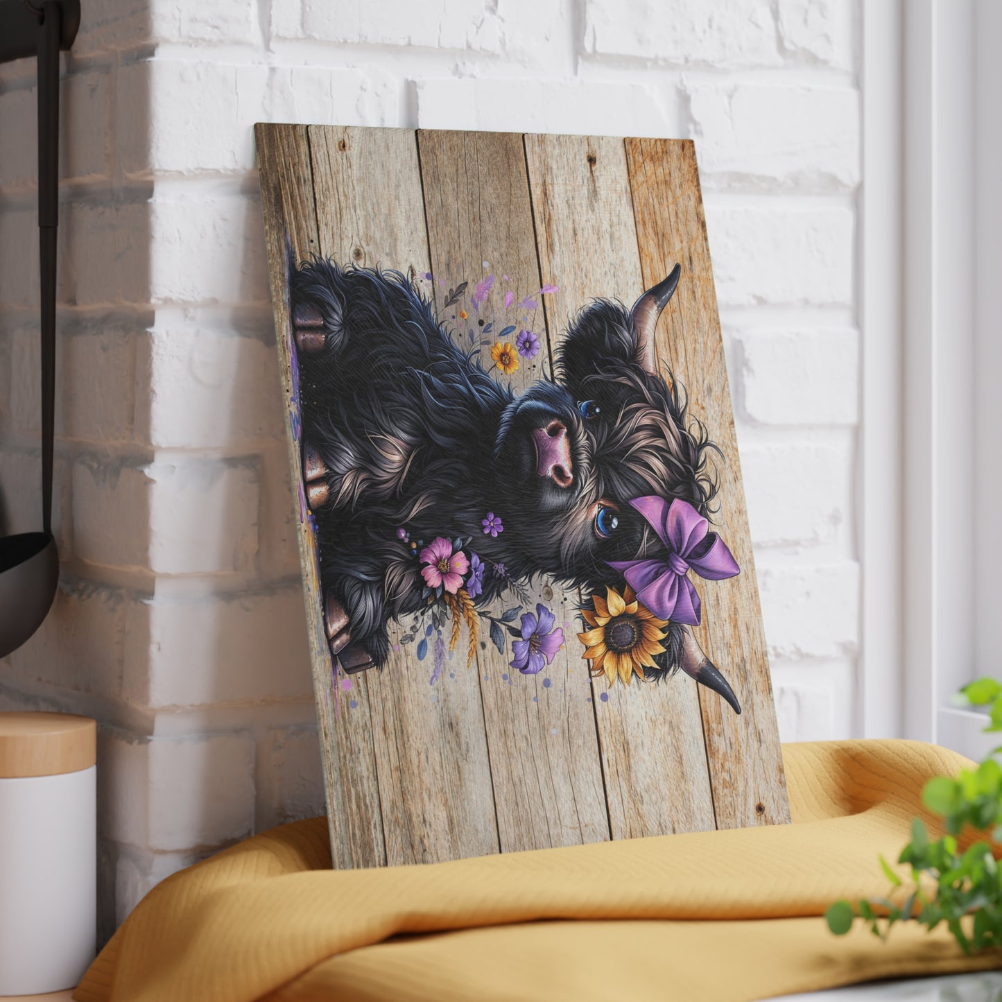 Tabla de cortar de vaca, tabla de cortar de vidrio con diseño de vaca de las Highlands, decoración de cocina con diseño de vaca, tabla de cortar para regalo de casa nueva, tabla de charcutería, regalos de vaca de las Highlands