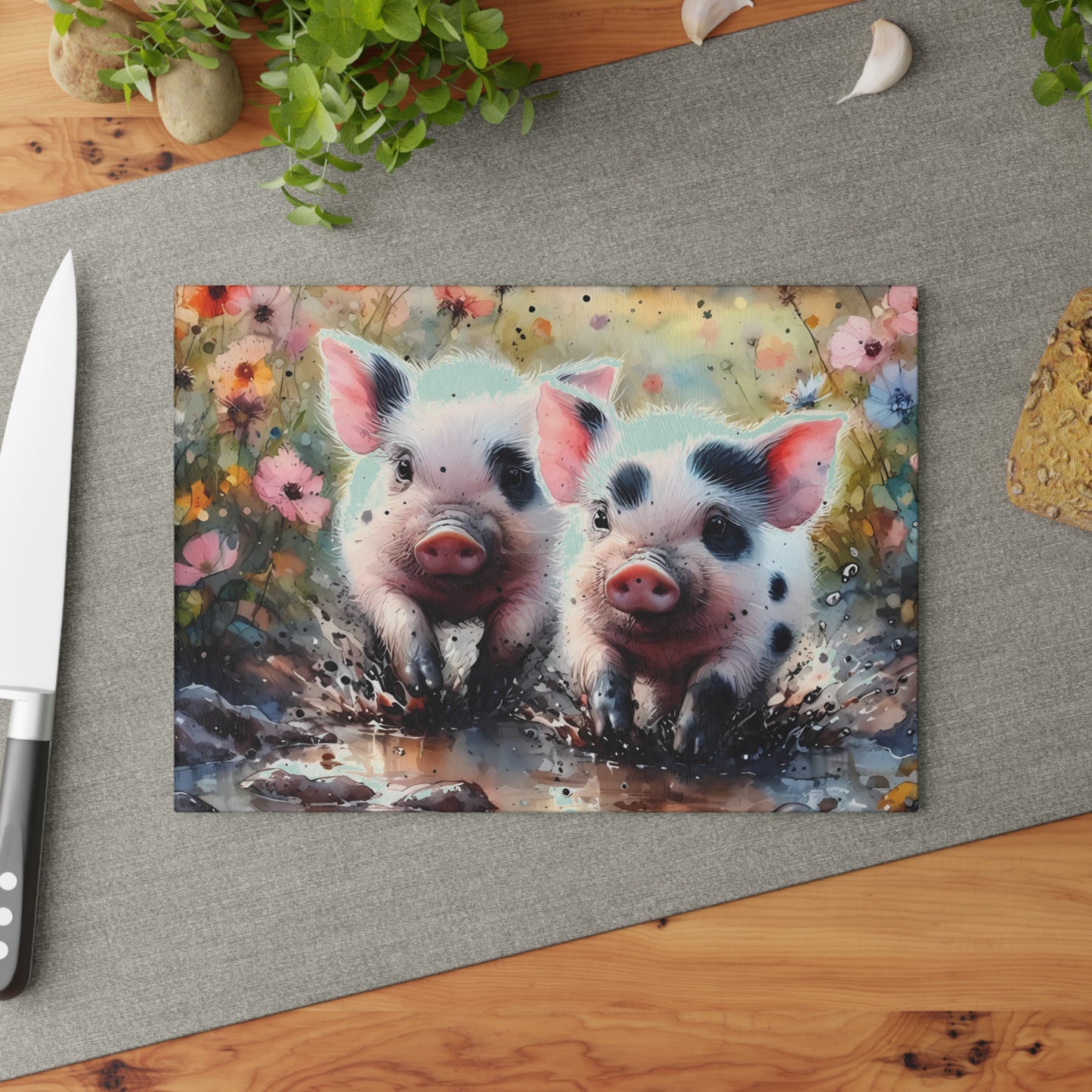 🐷🌼 Spotted Piglets Cutting Board – Playful Farmhouse Charm for Your Kitchen 🌼🐷