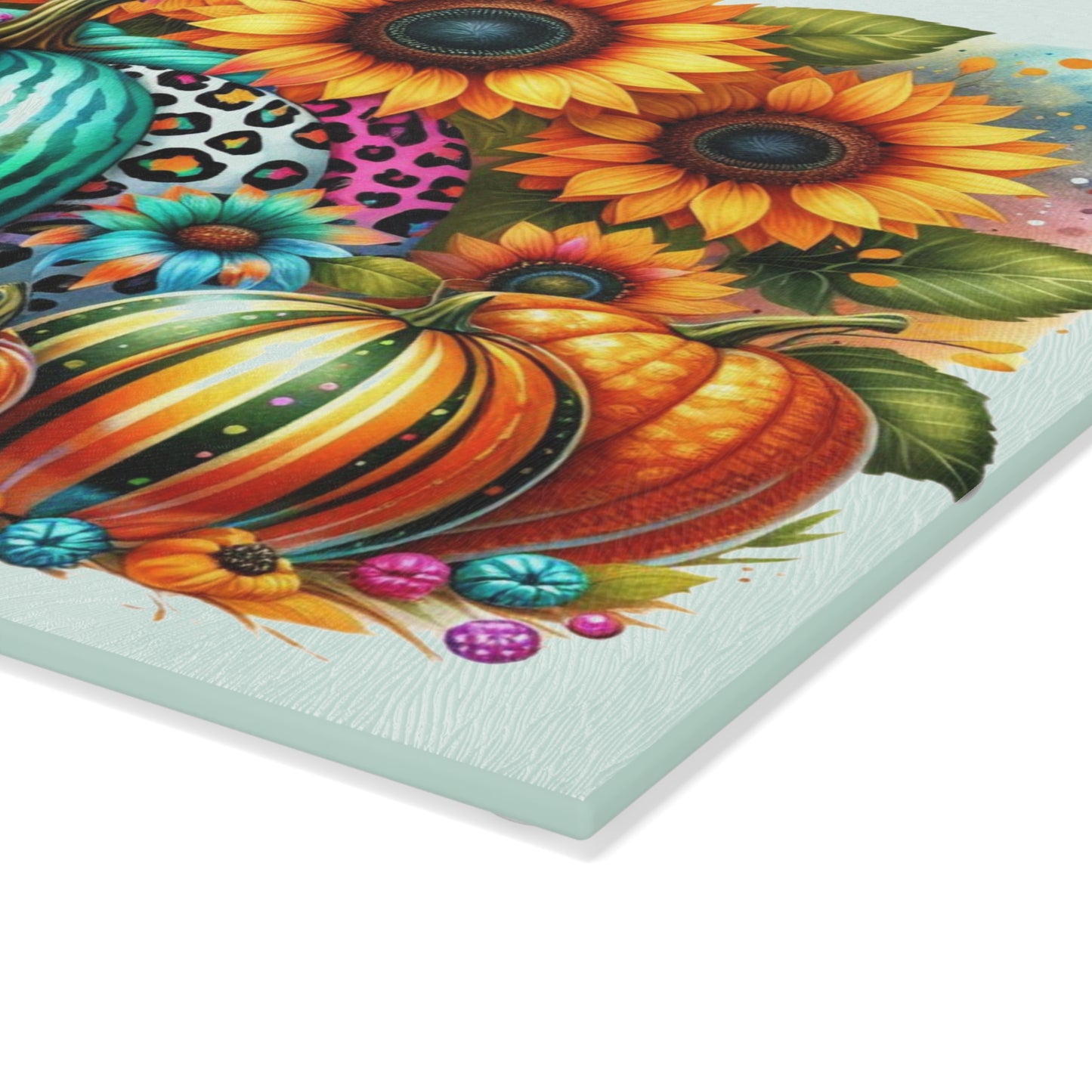 🎃 Rainbow Pumpkins & Sunflowers Cutting Board – Bright Fall Whimsy with a Wild Twist
