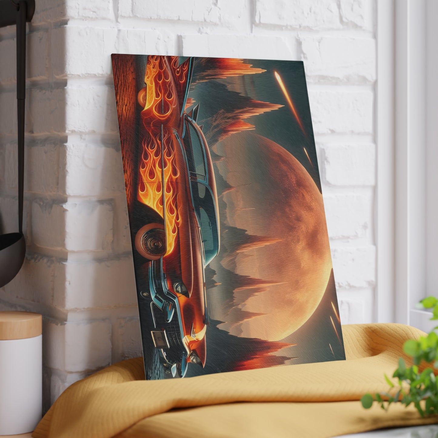 🔥 Retro Flame Classic Car Cutting Board – Bold Style for Kitchen & Garage Lovers 🚗