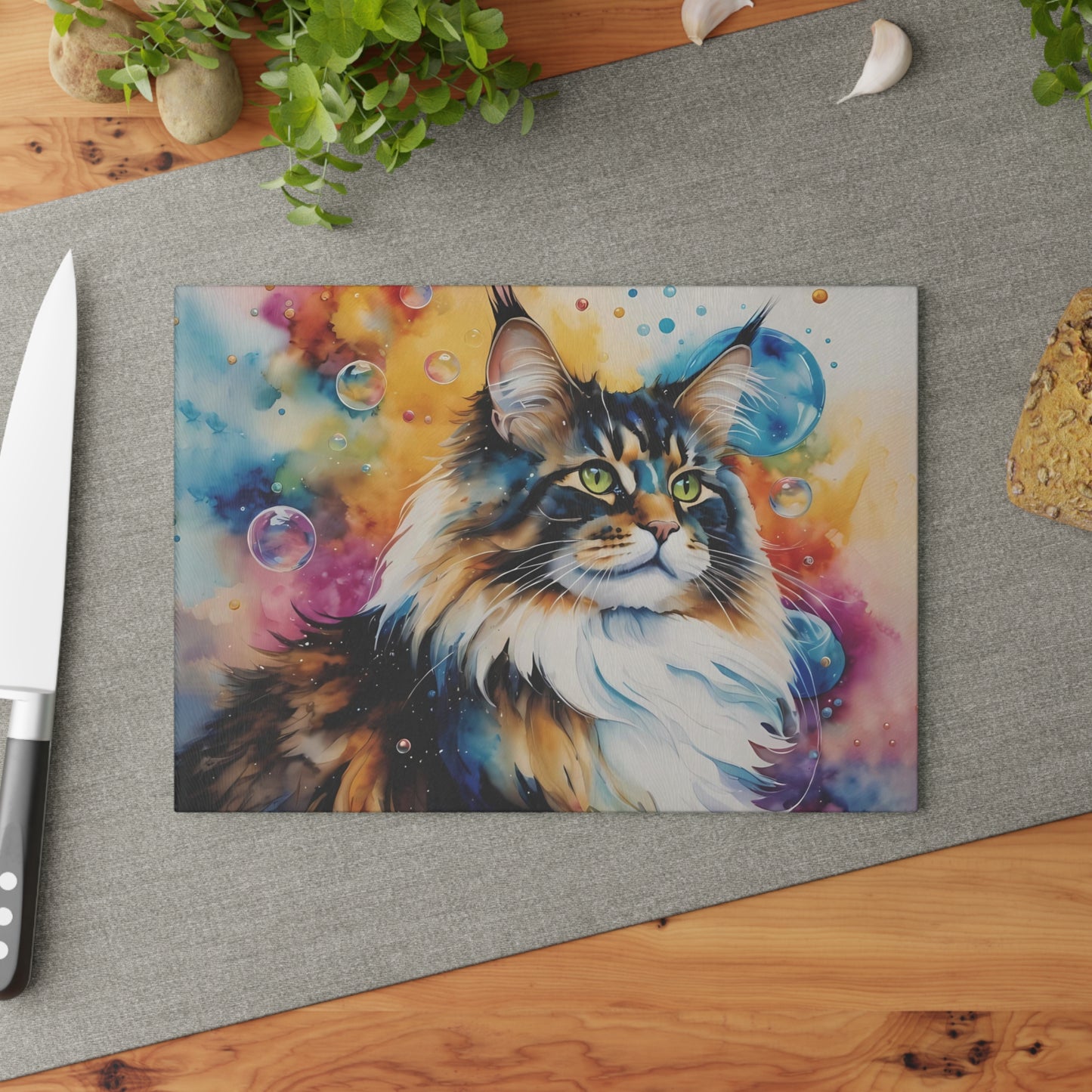 🐱🌈 Bubble Cat Cutting Board – Whiskers, Wonder & Kitchen Charm 🫧