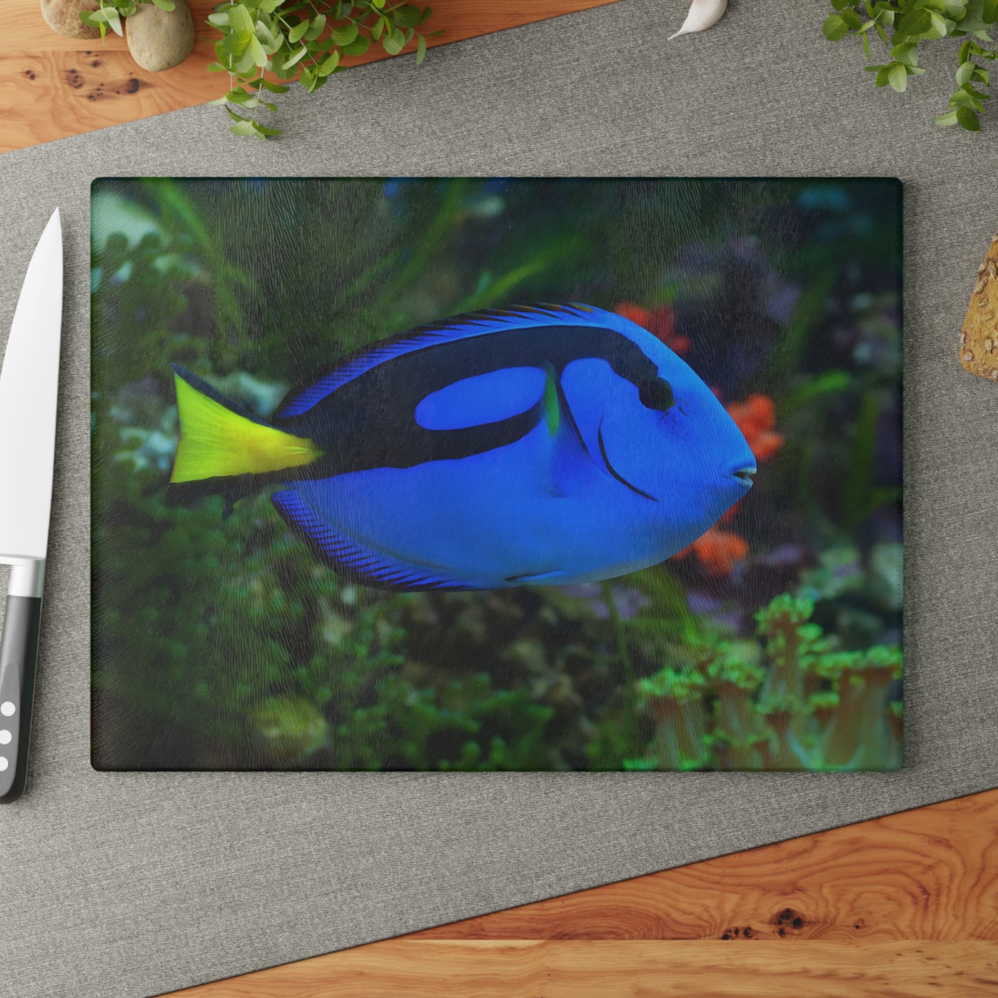 Tabla de cortar Blue Tang Reef: un toque de vibrante vida marina para tu cocina