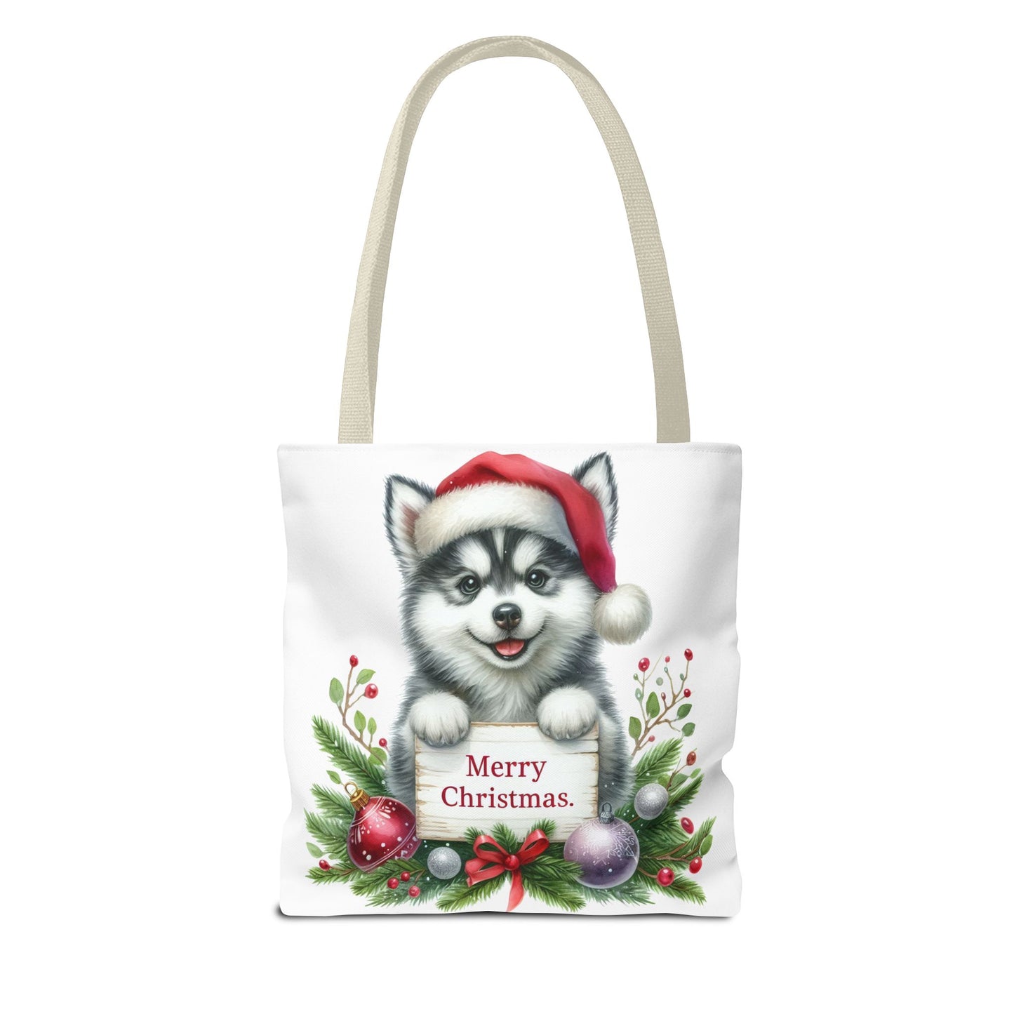 🎁 Husky “Merry Christmas” Tote Bag – Holiday Cuteness You Can Carry 🎄