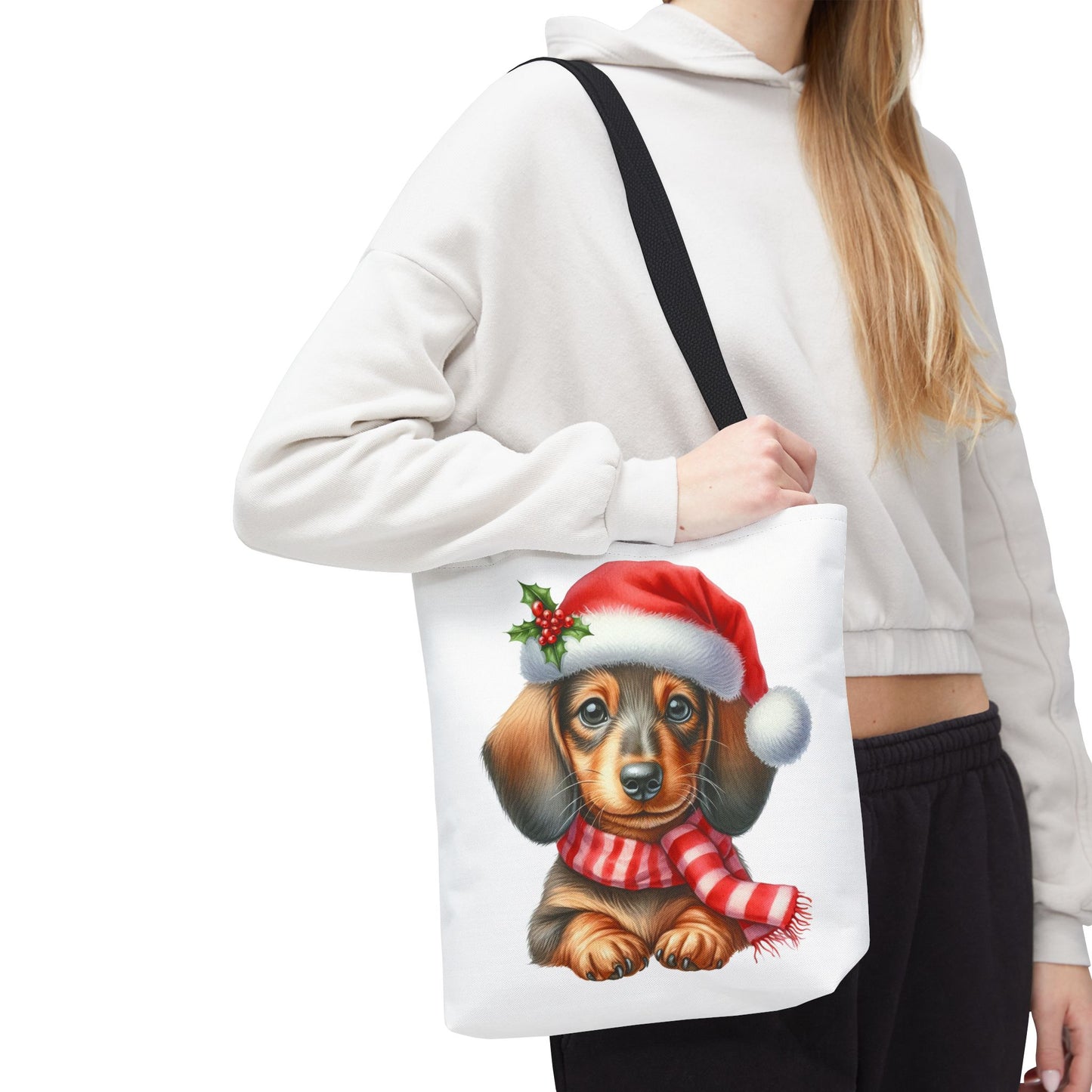 🎄 Dachshund Christmas Tote Bag – Festive Holiday Charm for Dog Lovers 🐾🎅