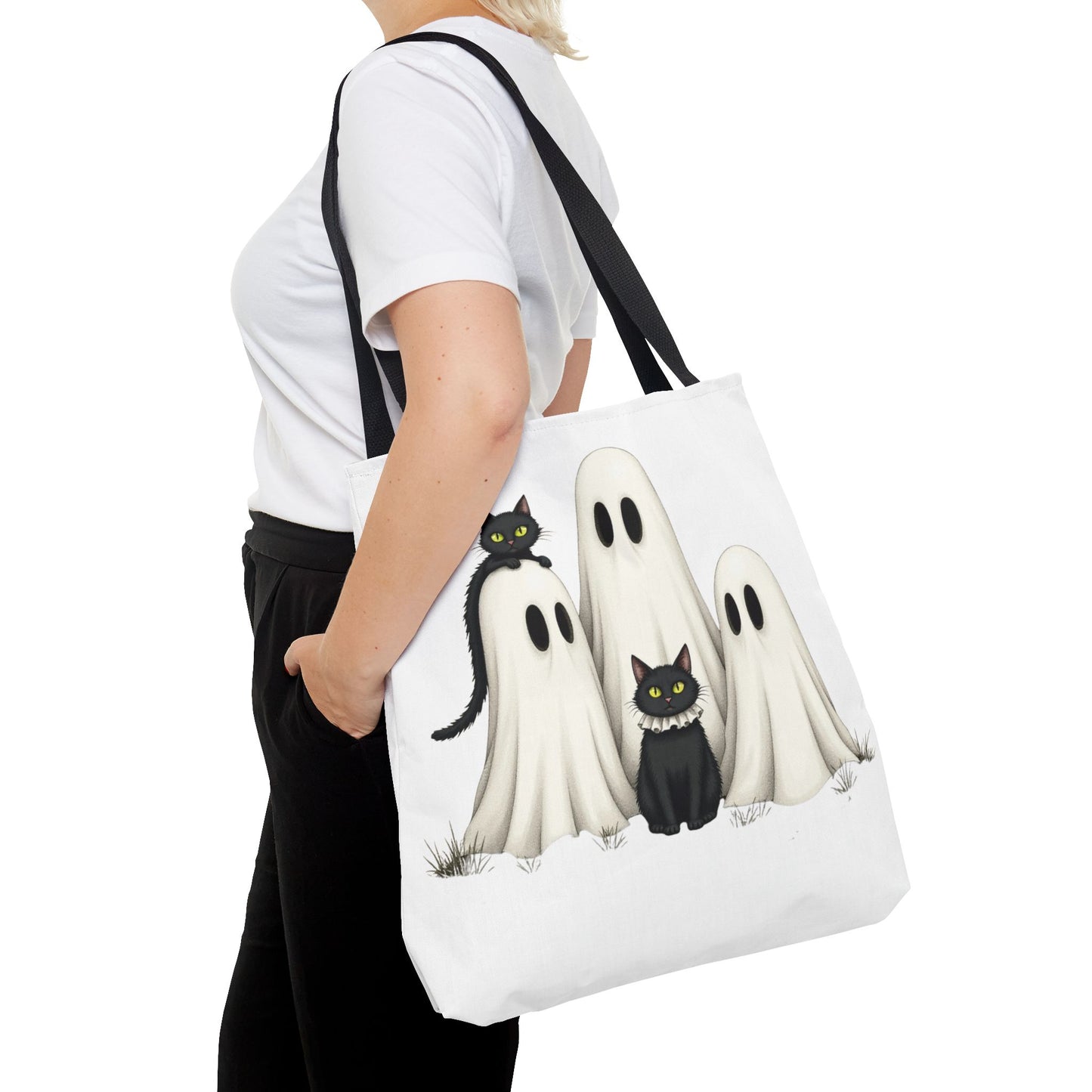 ๐โโฌ Ghosts & Black Cats Halloween Tote Bag โ Spooky Chic Retro Vibes ๐ป๐