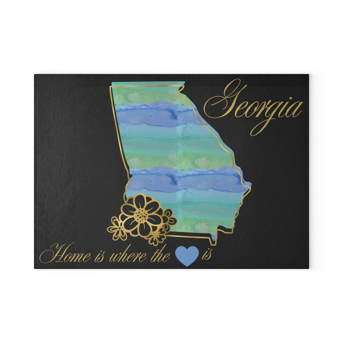 💙 Georgia State Cutting Board – Southern Roots with Watercolor Elegance