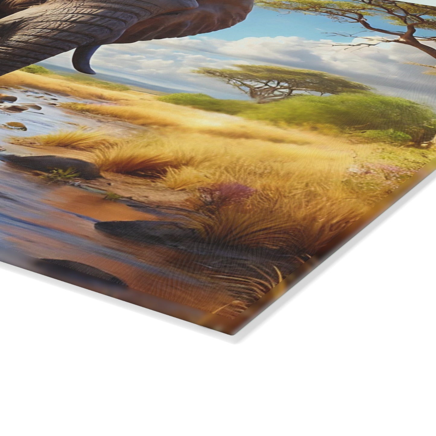 Mama Elephant and baby tempered glass cutting board