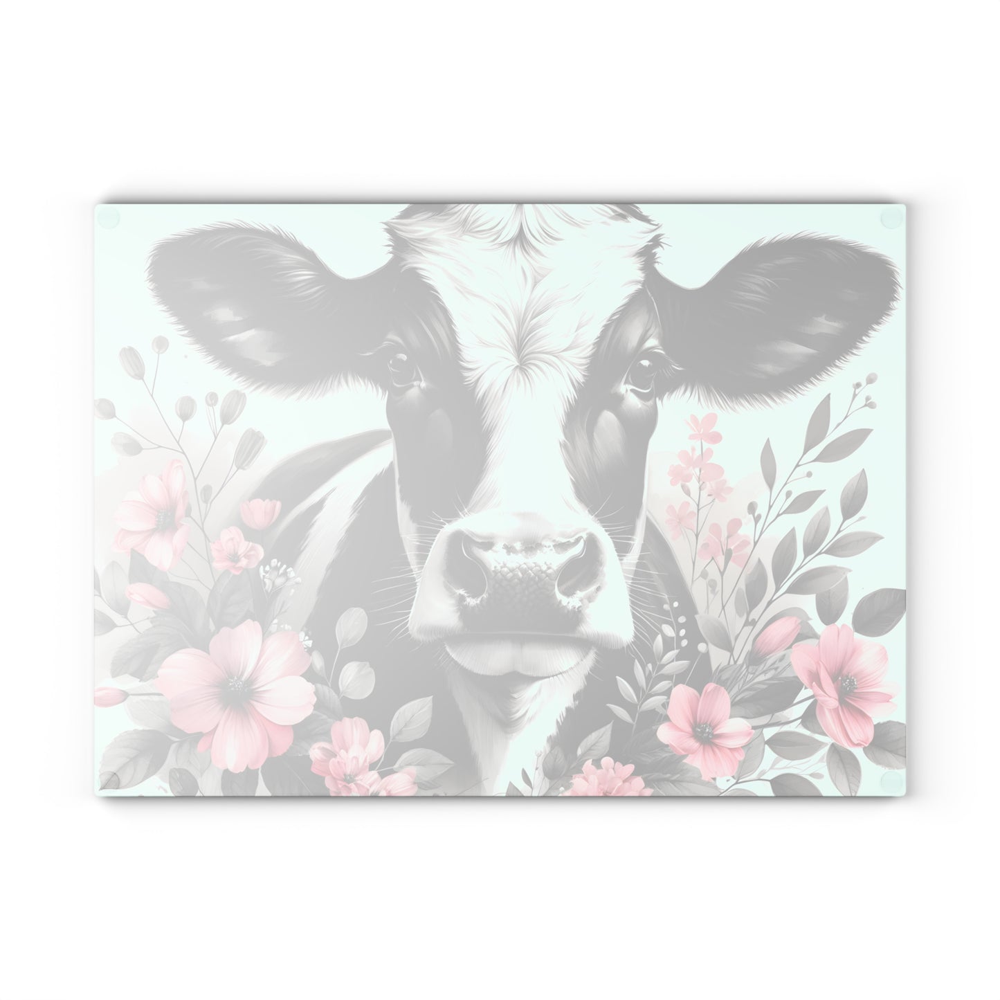 🐄 Blush & Bold Cow Cutting Board – Elegant Florals Meet Farmhouse Chic