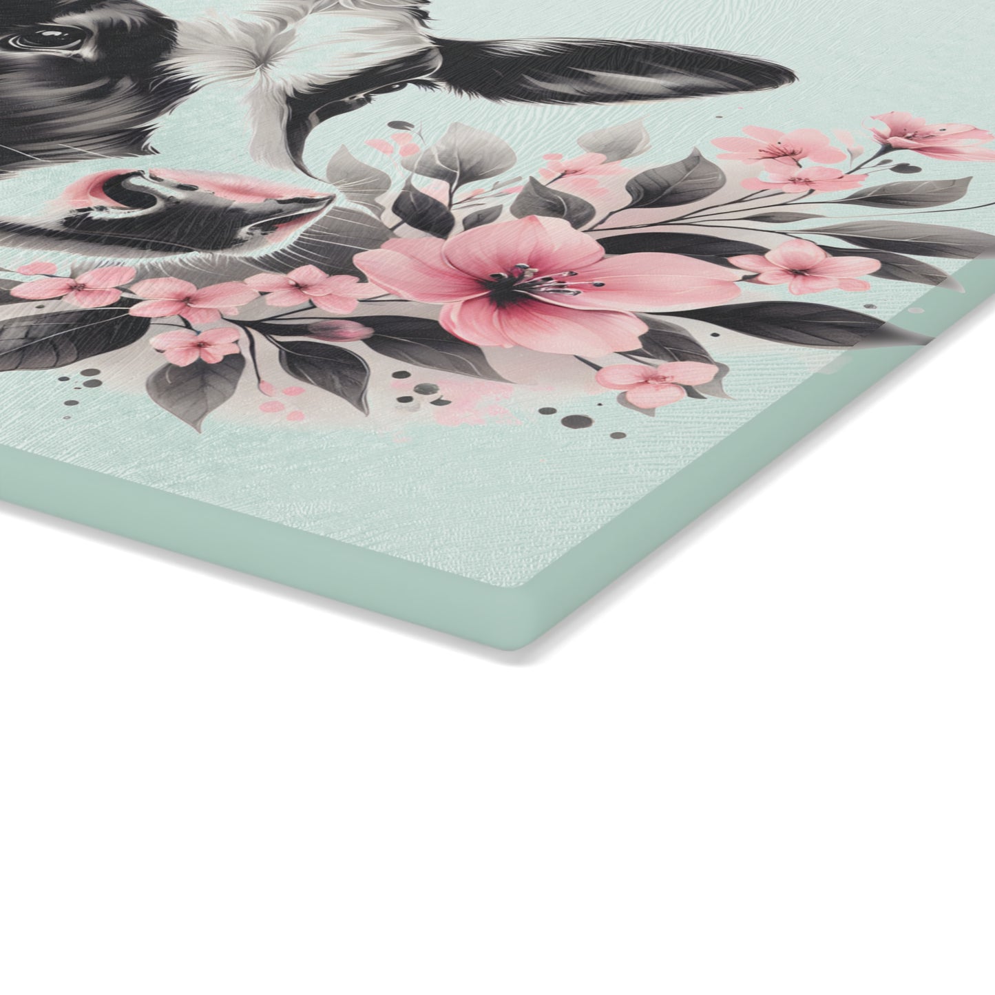 🐄 Blush Bloom Cow Cutting Board – Elegant Simplicity with a Touch of Rustic Romance