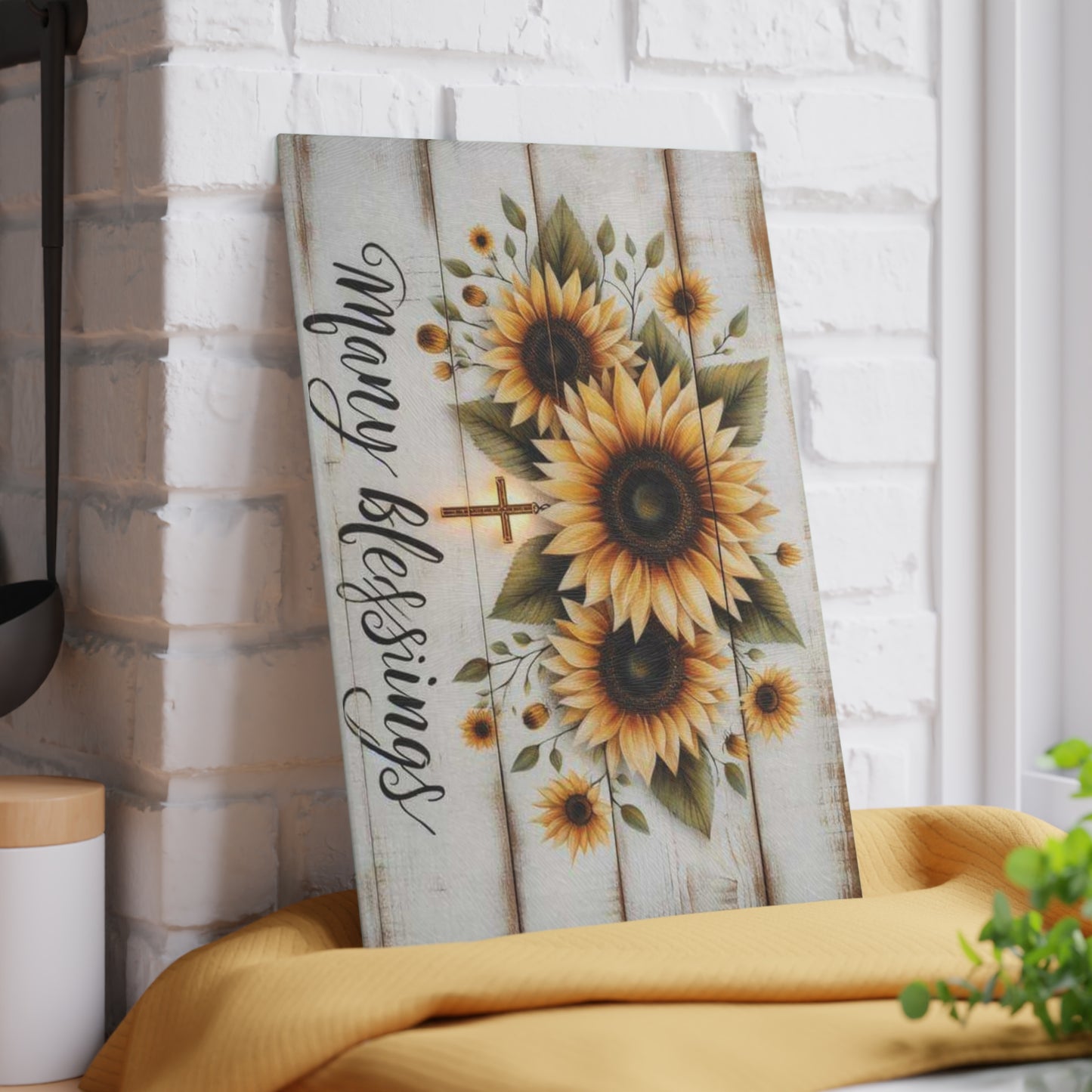 Tabla de cortar de vidrio inspiradora, regalo de Pascua, cruz y flores, ideal para regalar, decoración inspirada en la fe, decoración de cocina, regalos cristianos.