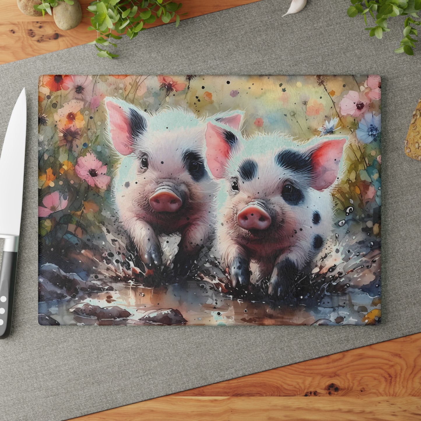 🐷🌼 Spotted Piglets Cutting Board – Playful Farmhouse Charm for Your Kitchen 🌼🐷