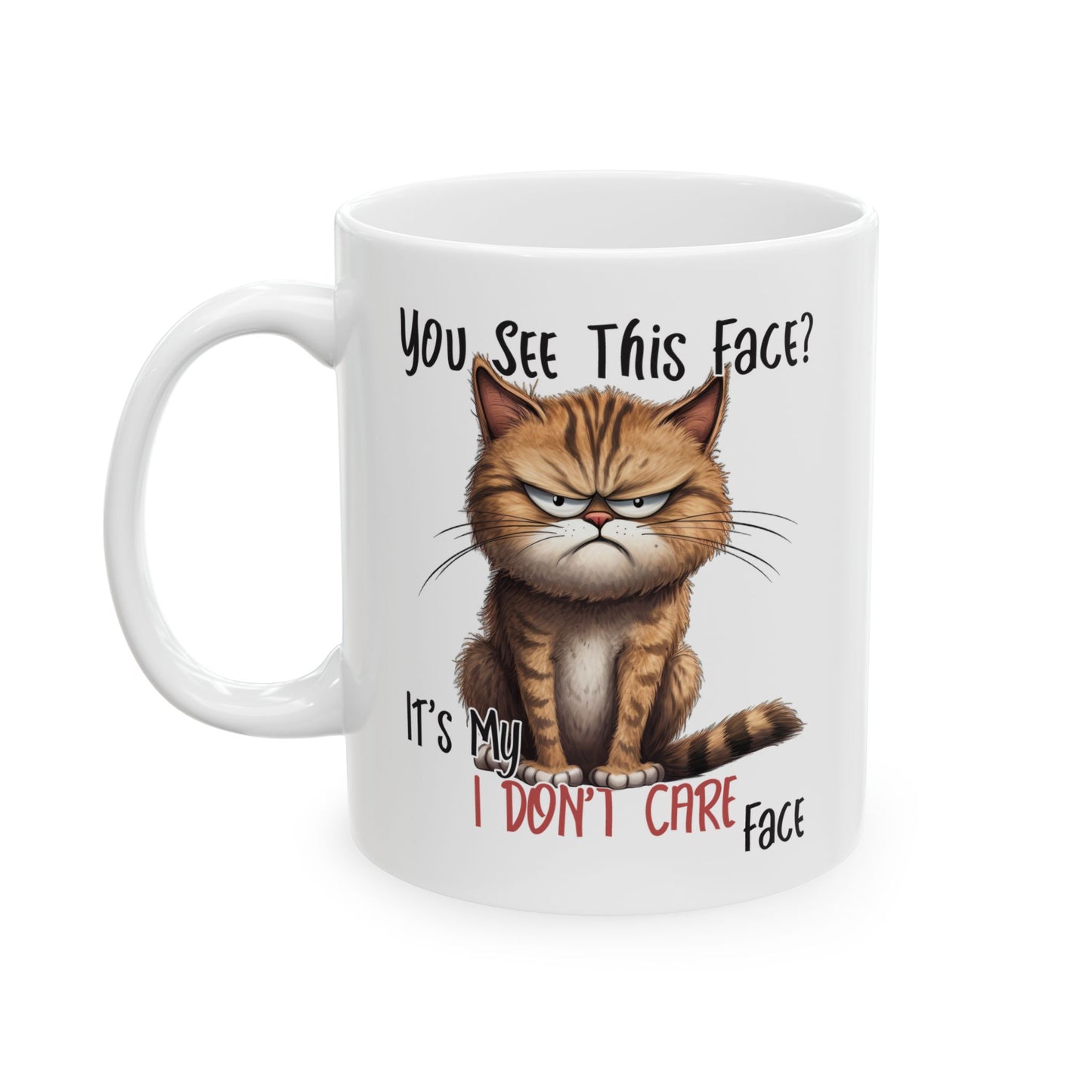 ¿Ves esta cara? – Taza de café "Me da igual" de Grouchy Cat ☕