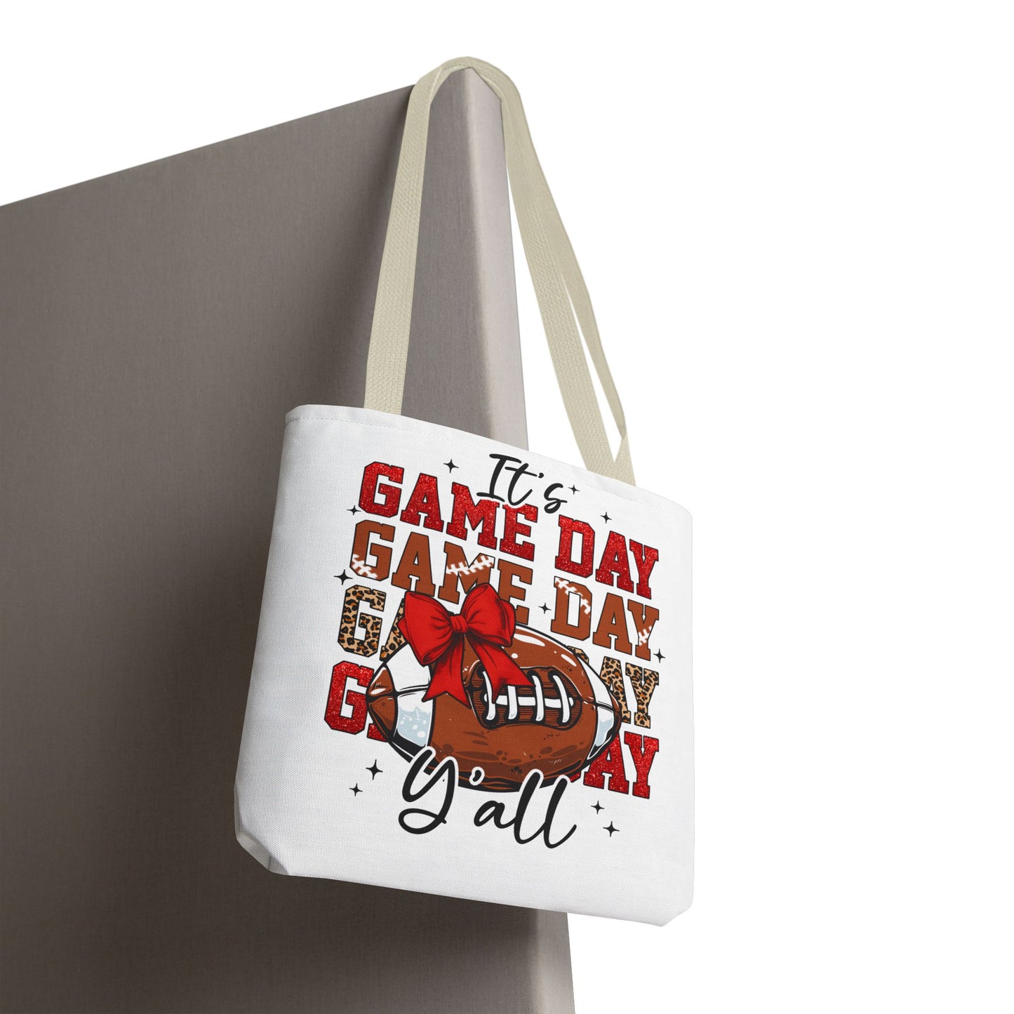 🏈 Game Day Red Bow Football Tote Bag – Sporty, Stylish, and Ready for Kickoff 🎀👜