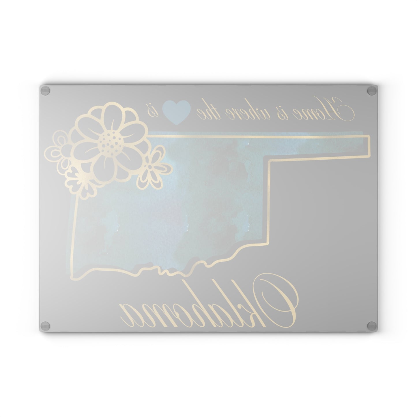 💙 Oklahoma State Cutting Board – Turquoise Heartland Charm with Golden Touch