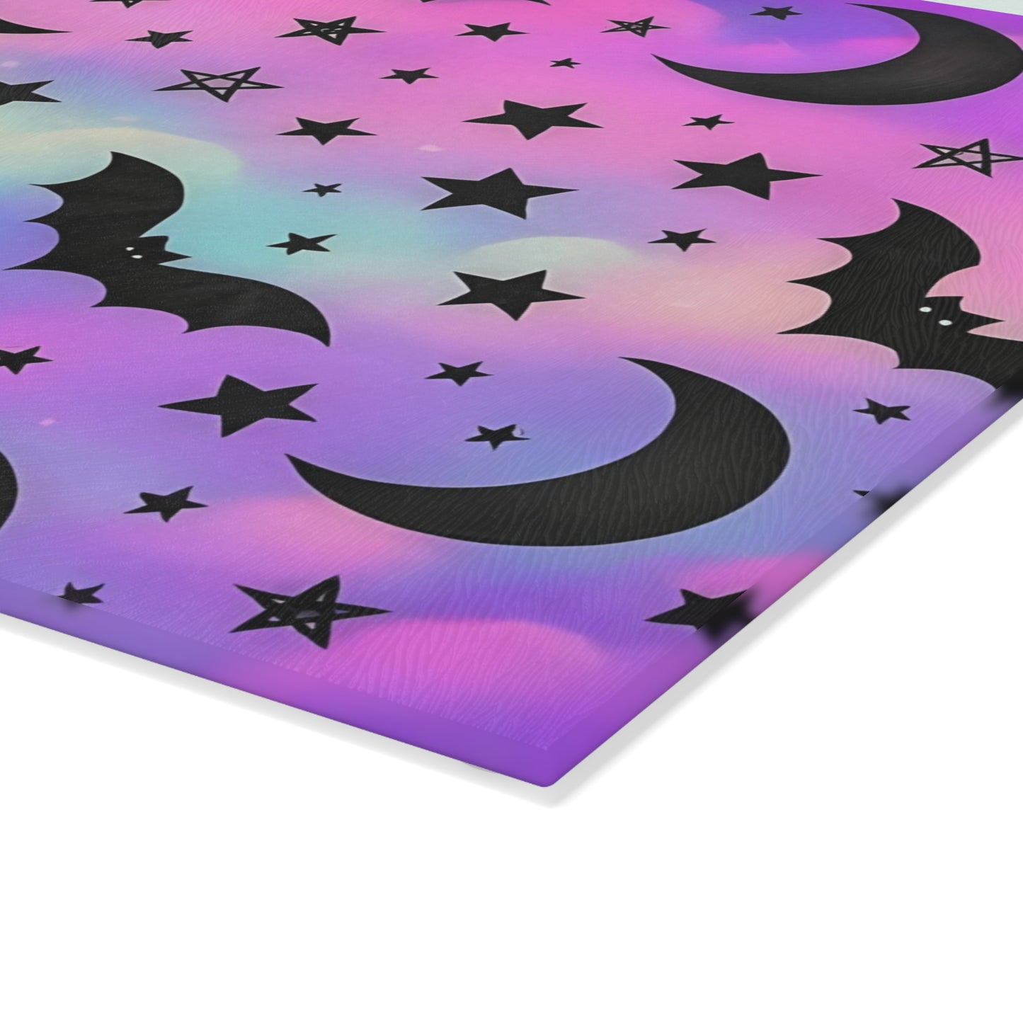 🦇 Pastel Halloween Sky Cutting Board – Spooky Cute Bats & Moons on Dreamy Clouds