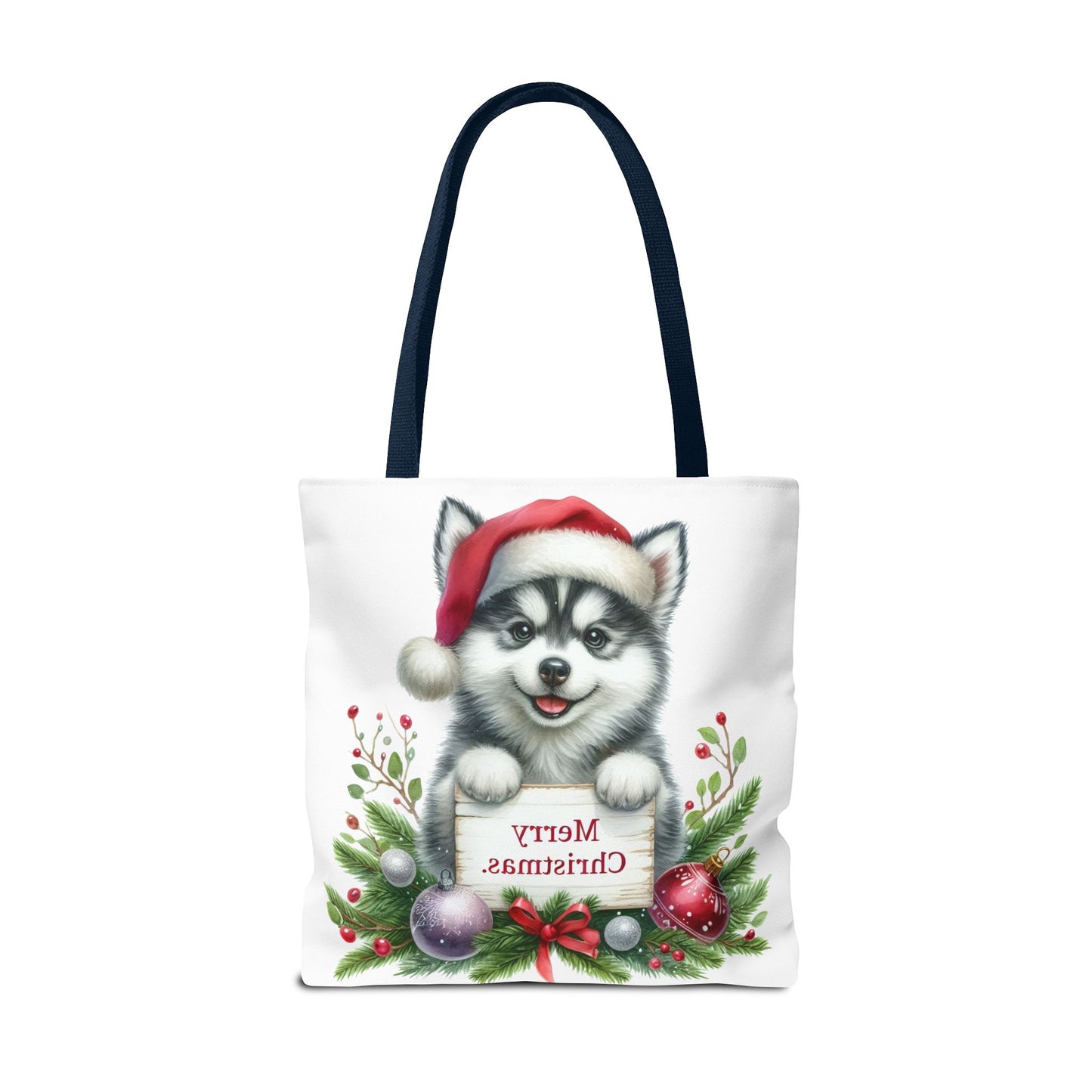 🎁 Husky “Merry Christmas” Tote Bag – Holiday Cuteness You Can Carry 🎄