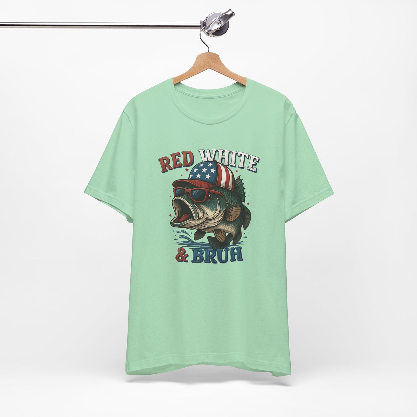 Divertida camiseta patriótica de pescado, con estampado rojo, blanco y negro, unisex, ideal para el 4 de julio, regalo para papá, ideal para barbacoas de verano.