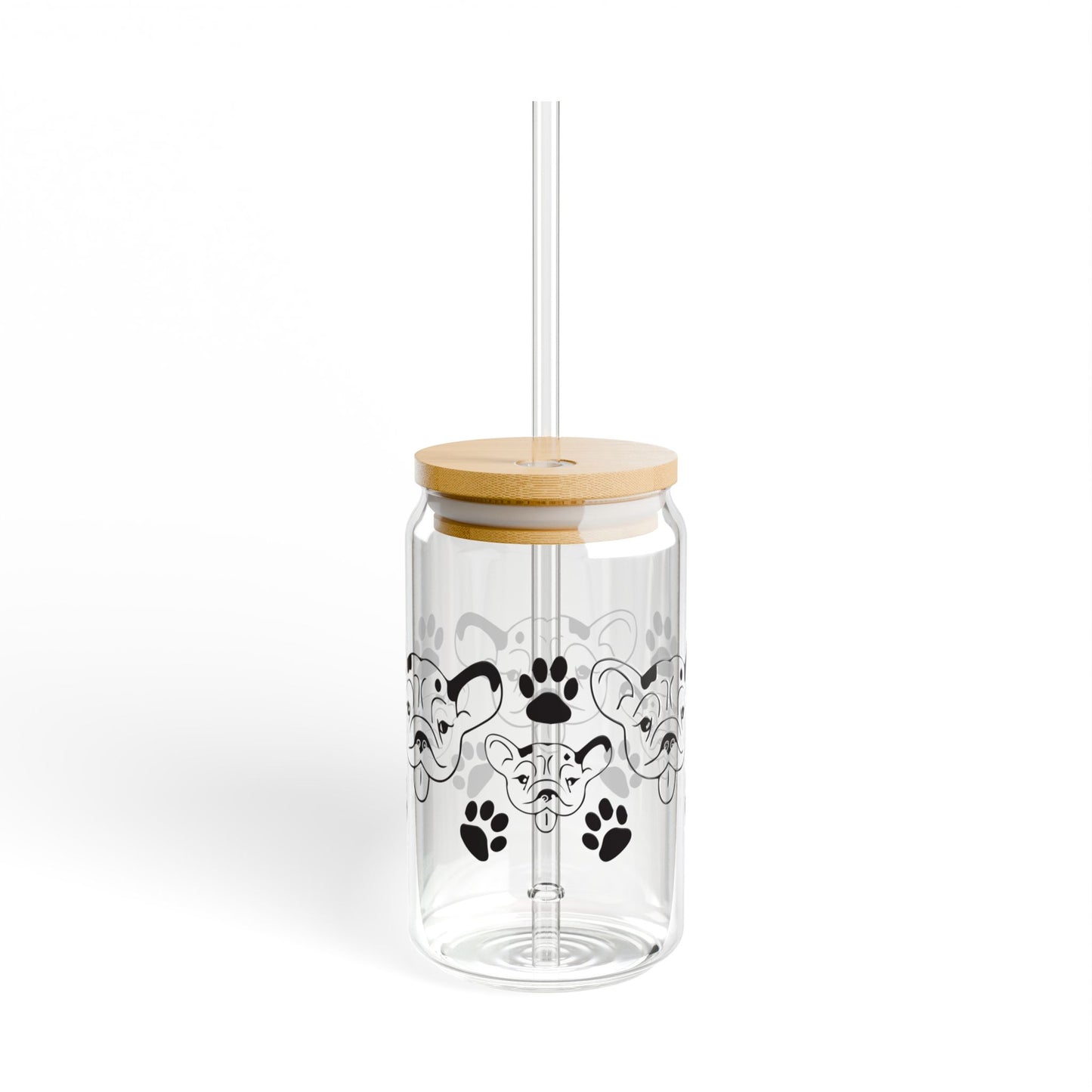 🐾🖤 Black & White Dog Face Sipper Glass – 16oz Pup Lover’s Hydration Buddy 🐶🥤