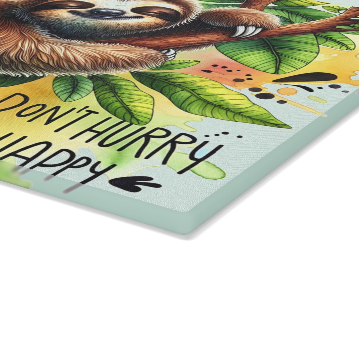 Sloth “Don’t Hurry Be Happy” Cutting Board – Whimsical Jungle Charm for Your Kitchen