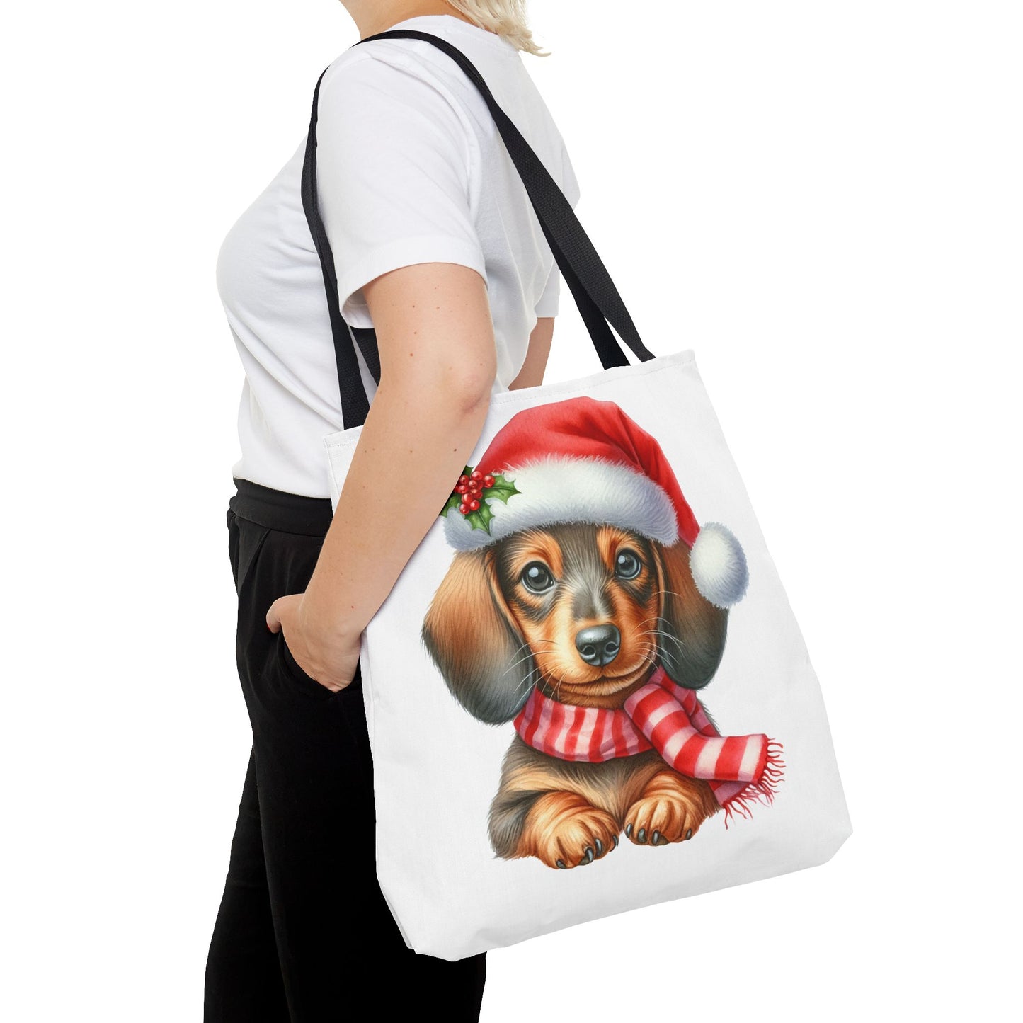 🎄 Dachshund Christmas Tote Bag – Festive Holiday Charm for Dog Lovers 🐾🎅