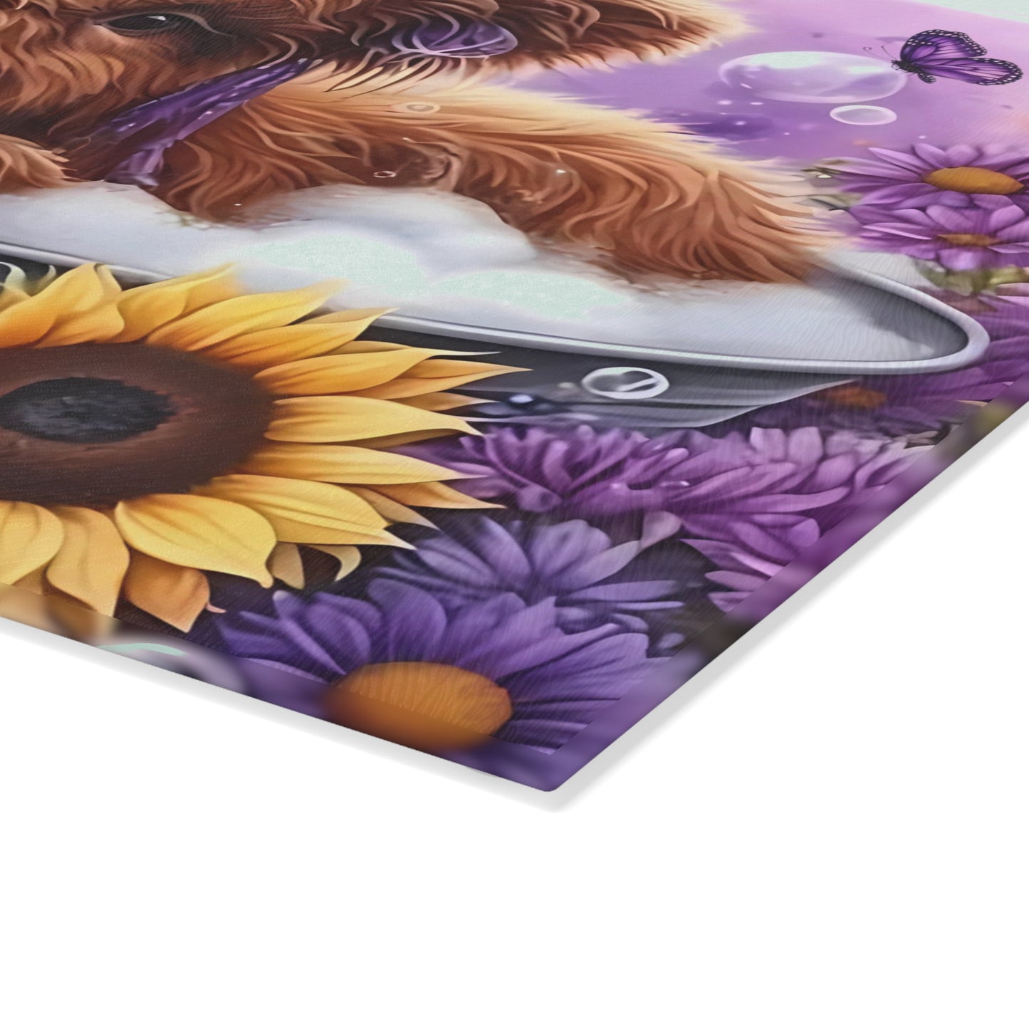 🐮💜 Lavender Highland Calf Cutting Board – Cozy Farmhouse Vibes with Country Bloom Charm