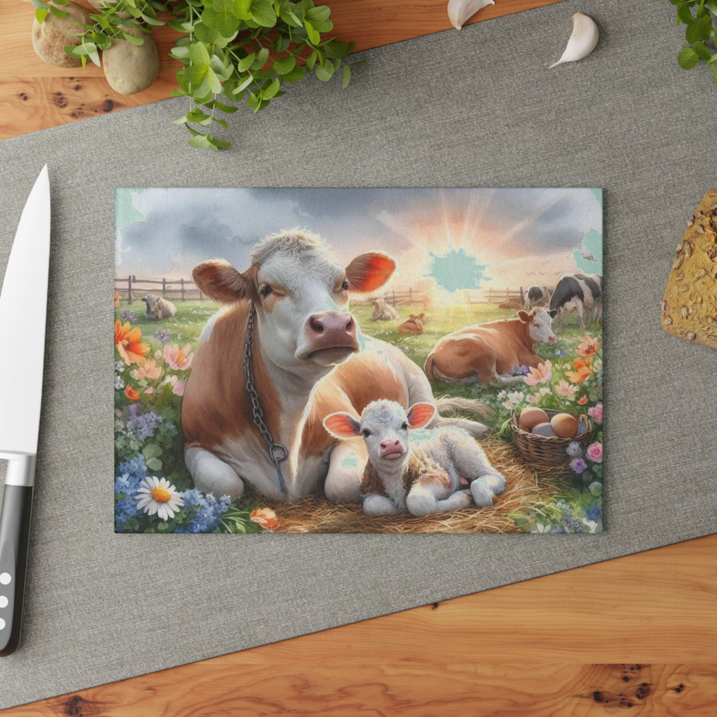 Tabla de cortar de vaca, diseño de casa de campo, cocina campestre, regalo para amantes de los animales, decoración de animales de granja, acentos rústicos para el hogar. Tabla de charcutería.