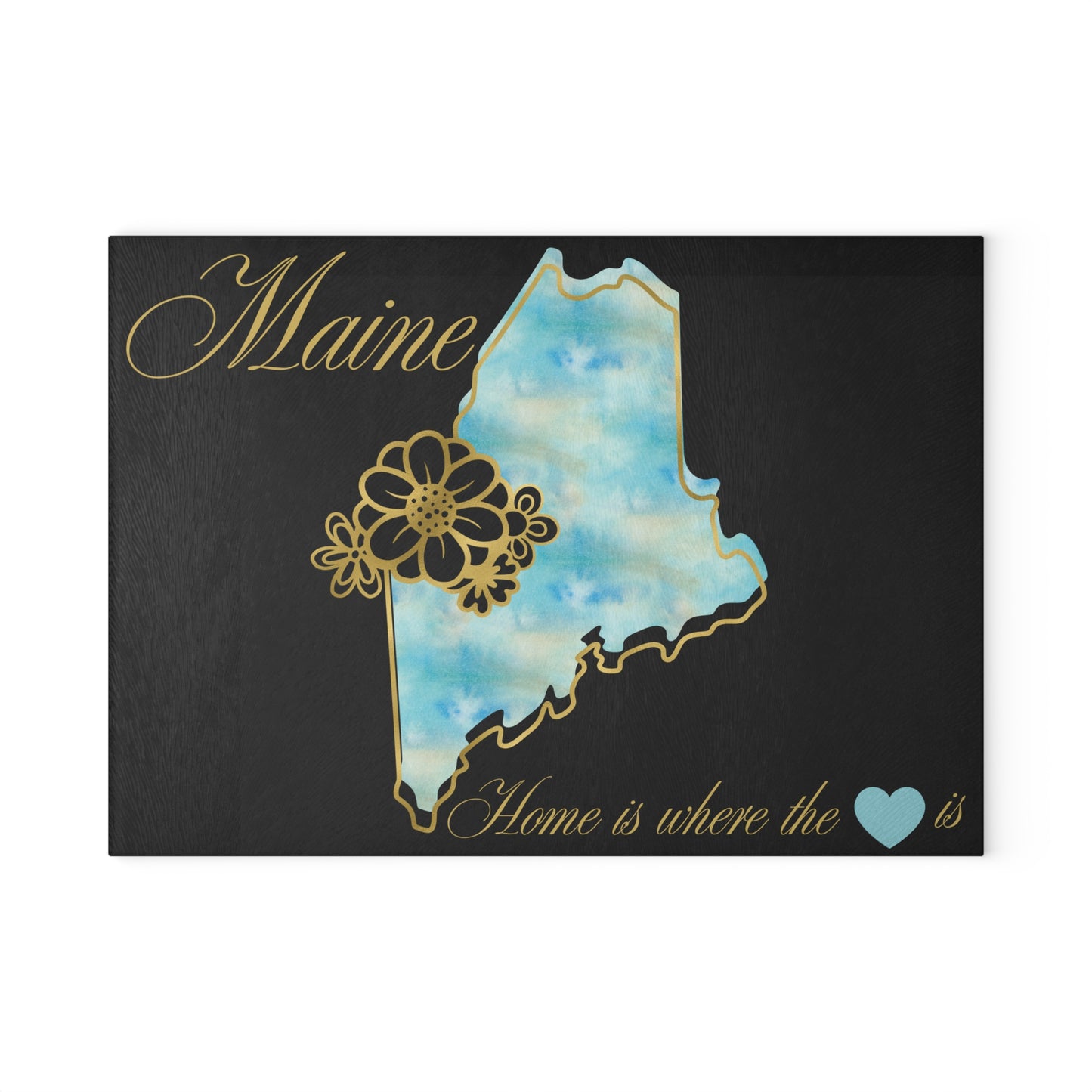 💙 Maine State Cutting Board – Coastal Skies & New England Charm